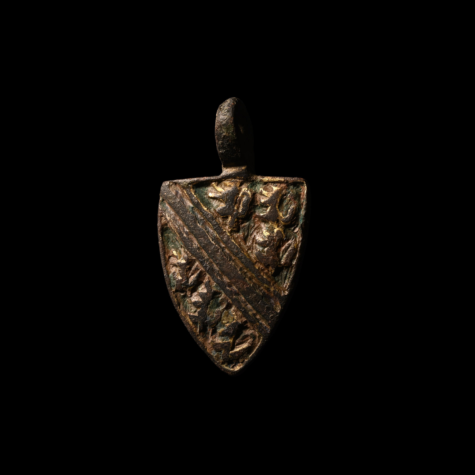 Medieval Gilt Bronze 'de Bohun Family' Knight's Heraldic Horse Harness Pendant