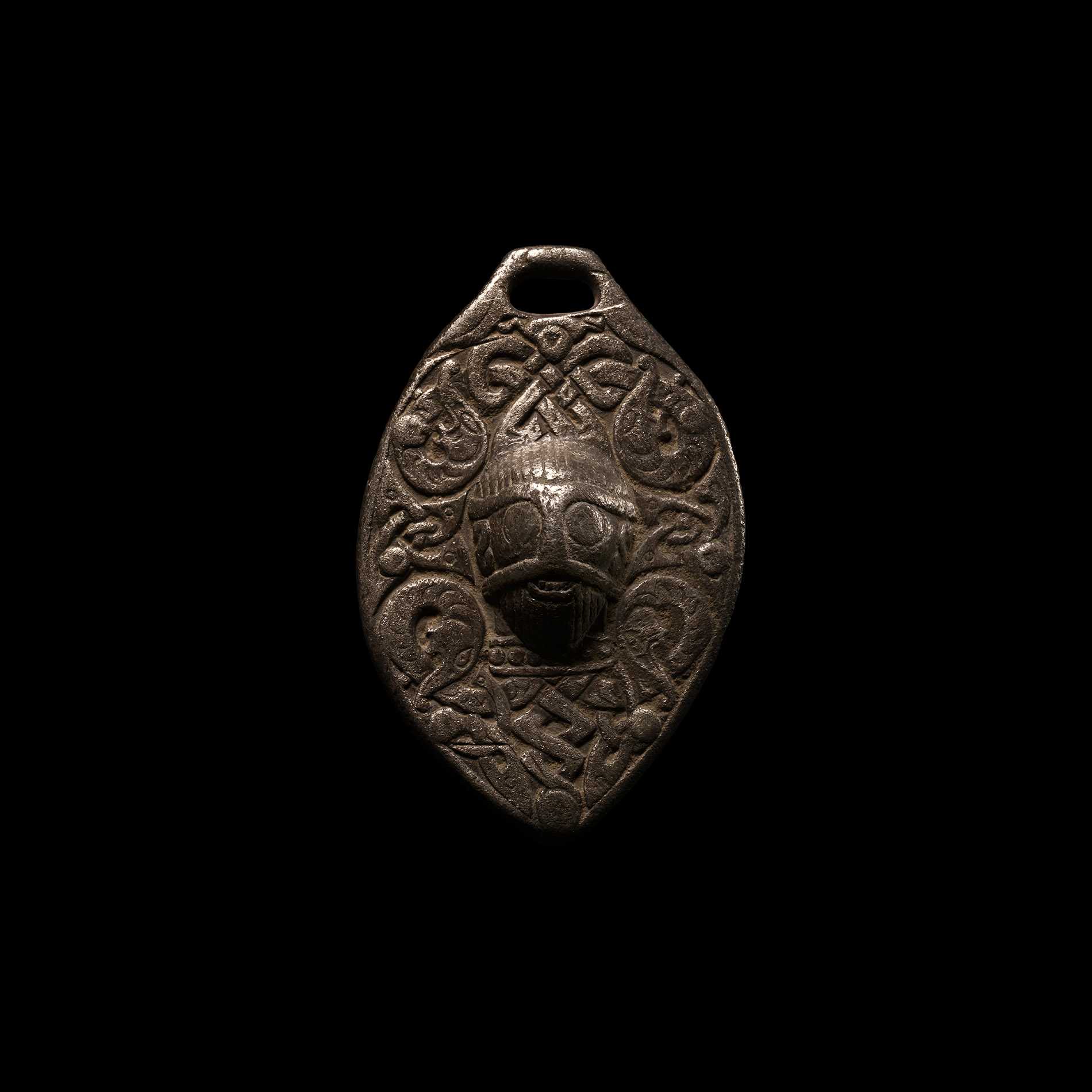 Viking Silver Urnes Style Rattle Pendant