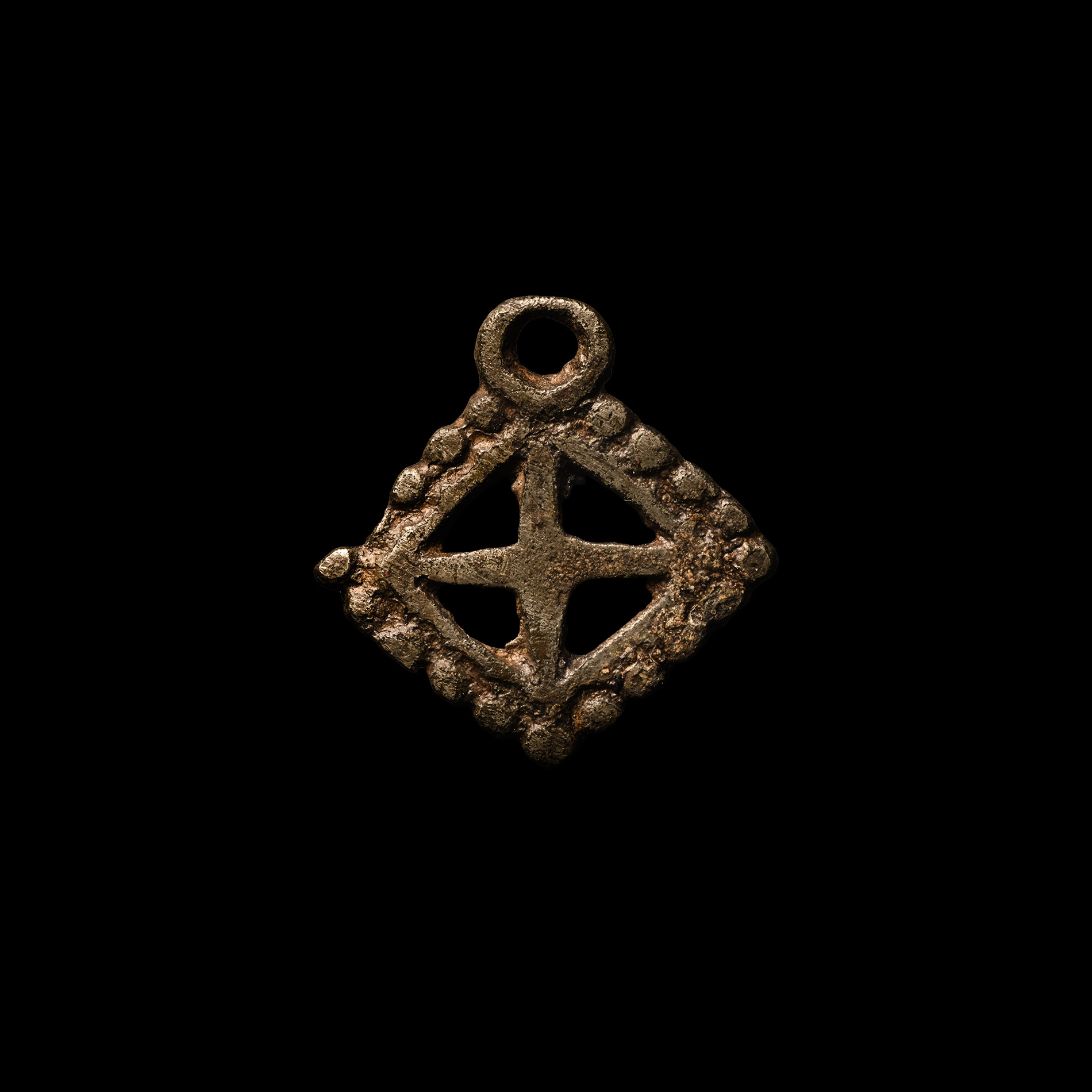Viking Age Silver Lozenge-Shaped Pendant with Cross