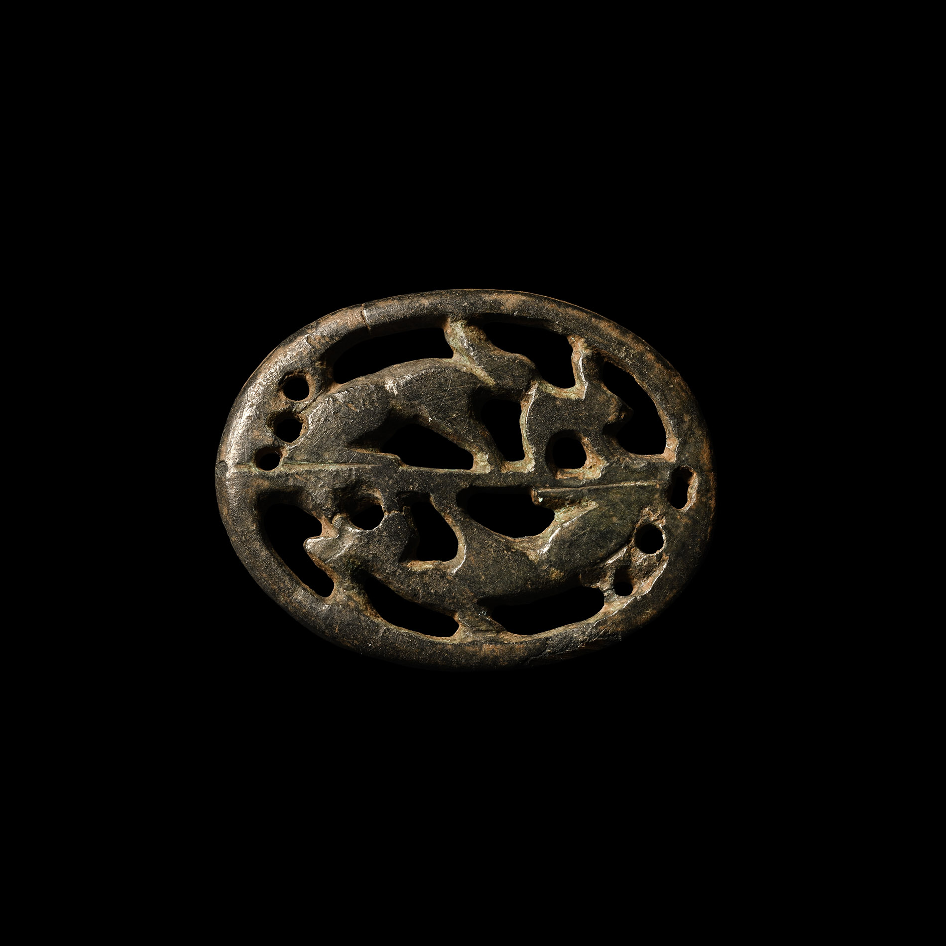 Roman Bronze Hare and Hound Brooch
