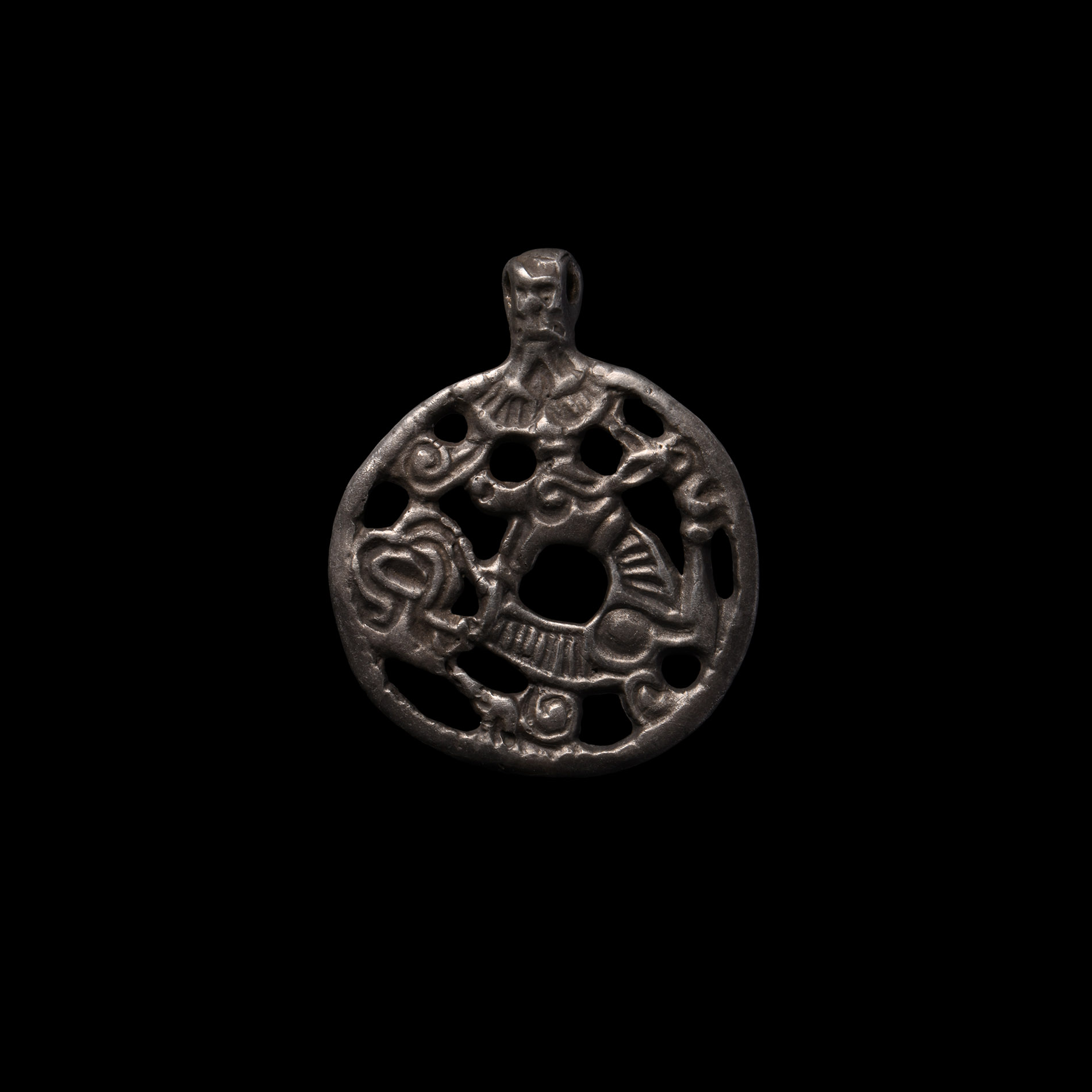 Viking Silver Openwork Dragon Pendant