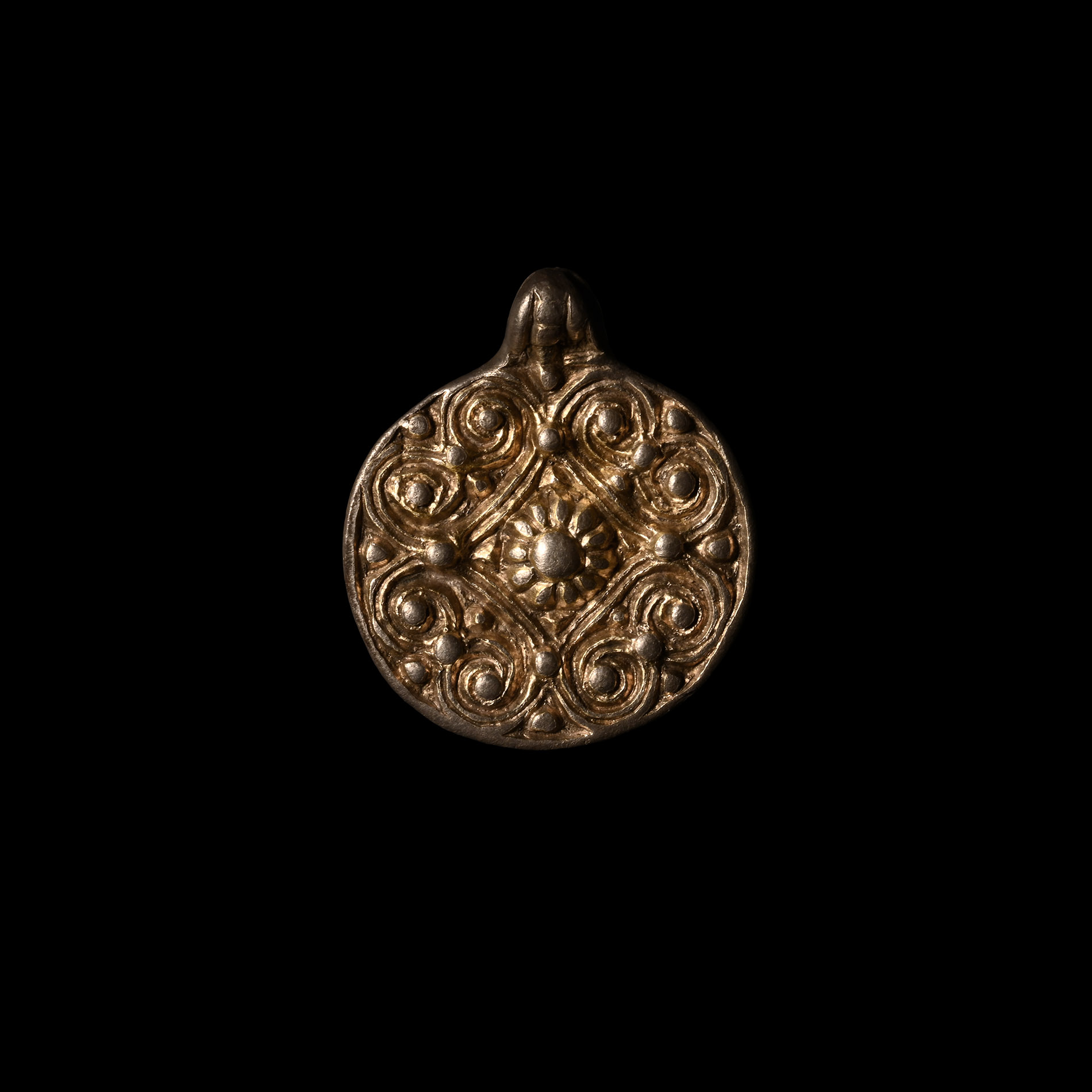 Viking Silver-Gilt Pendant with Scrolls