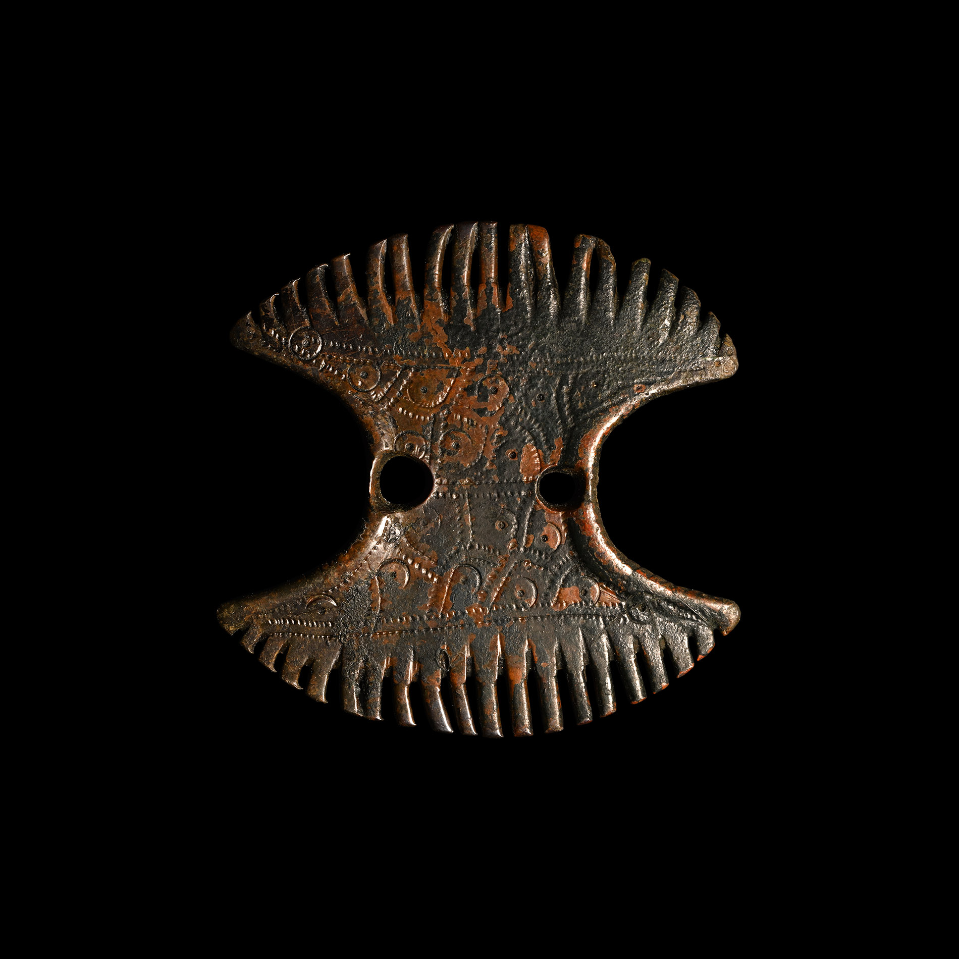 Viking Age Bronze Decorated Comb Pendant