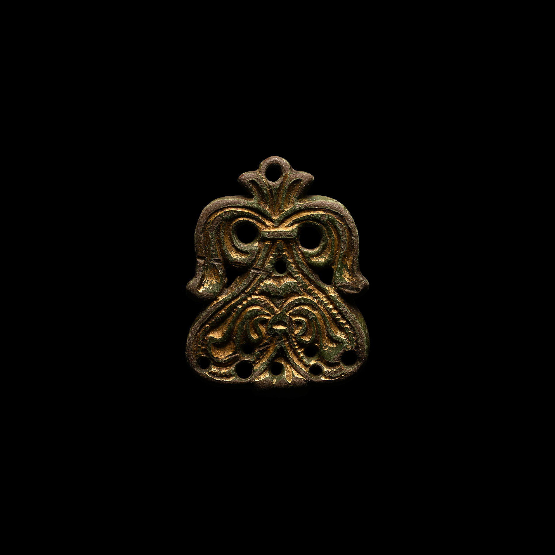 Viking Gilt Bronze Stirrup Mount with Stylised Dragons