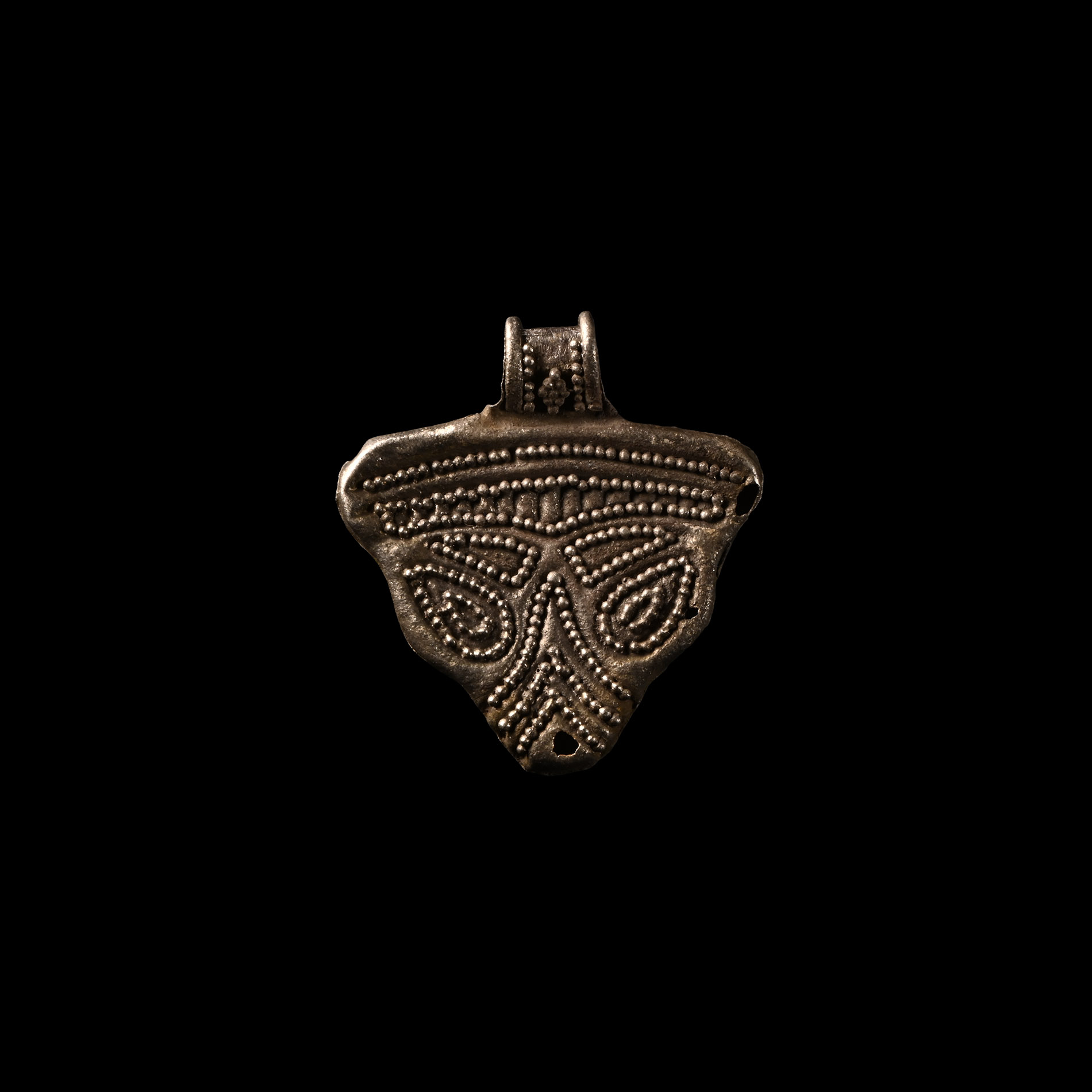 Viking Age Silver Filigree Wolf's Head Pendant