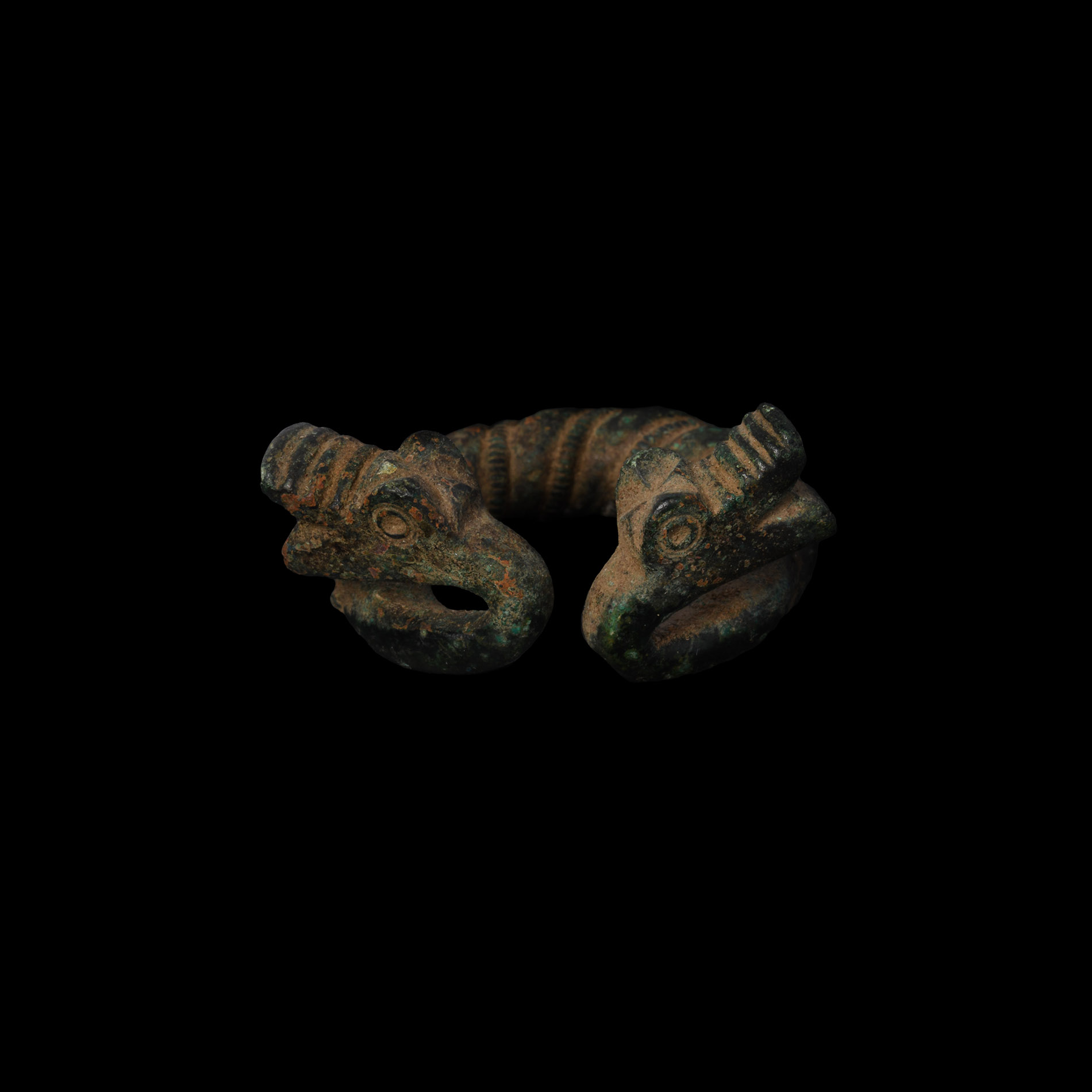Large Viking Age Bronze Penannular Brooch with Dragon Heads