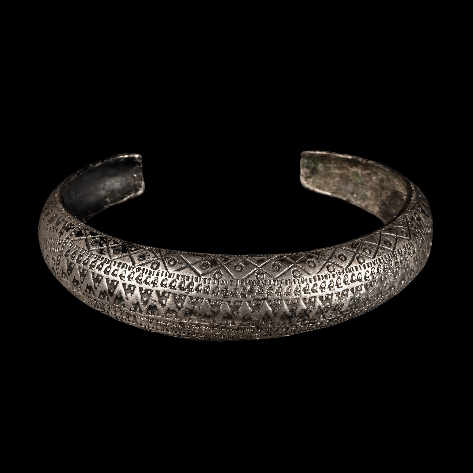 Viking Age Silver Stamp Decorated Bracelet