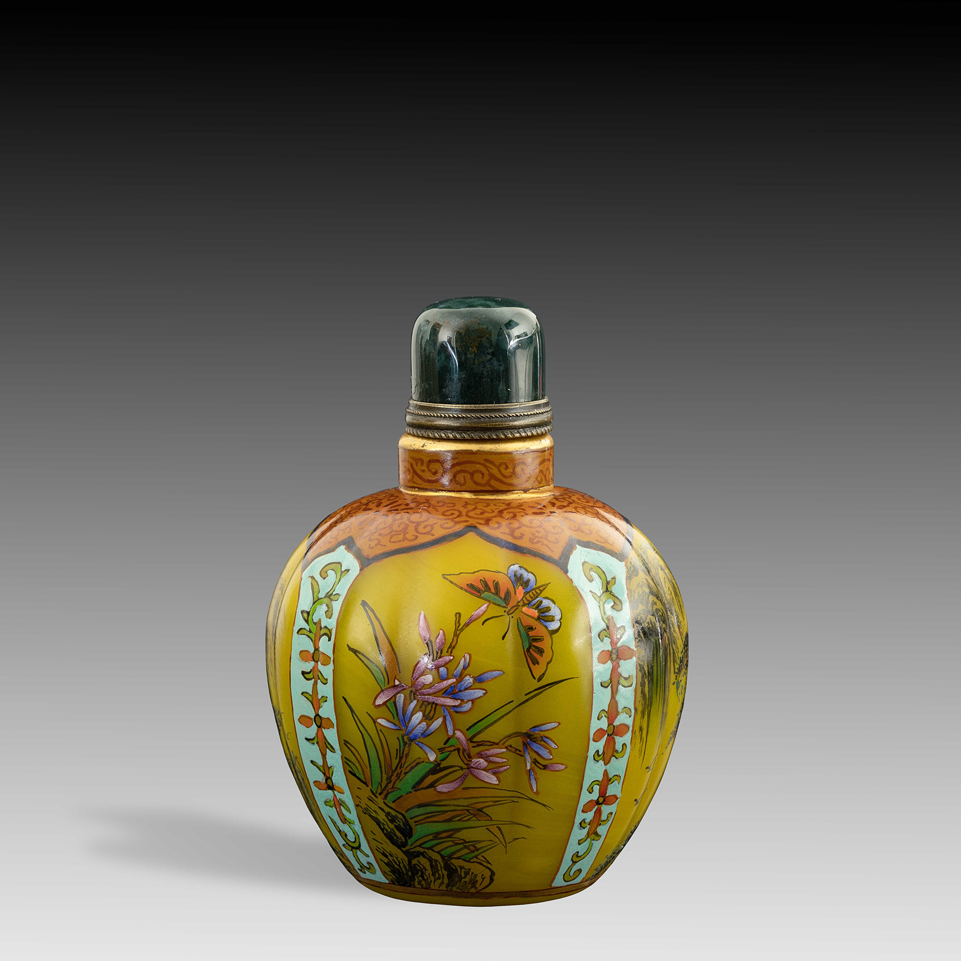Chinese Glass Enamelled Four Scene Snuff Bottle