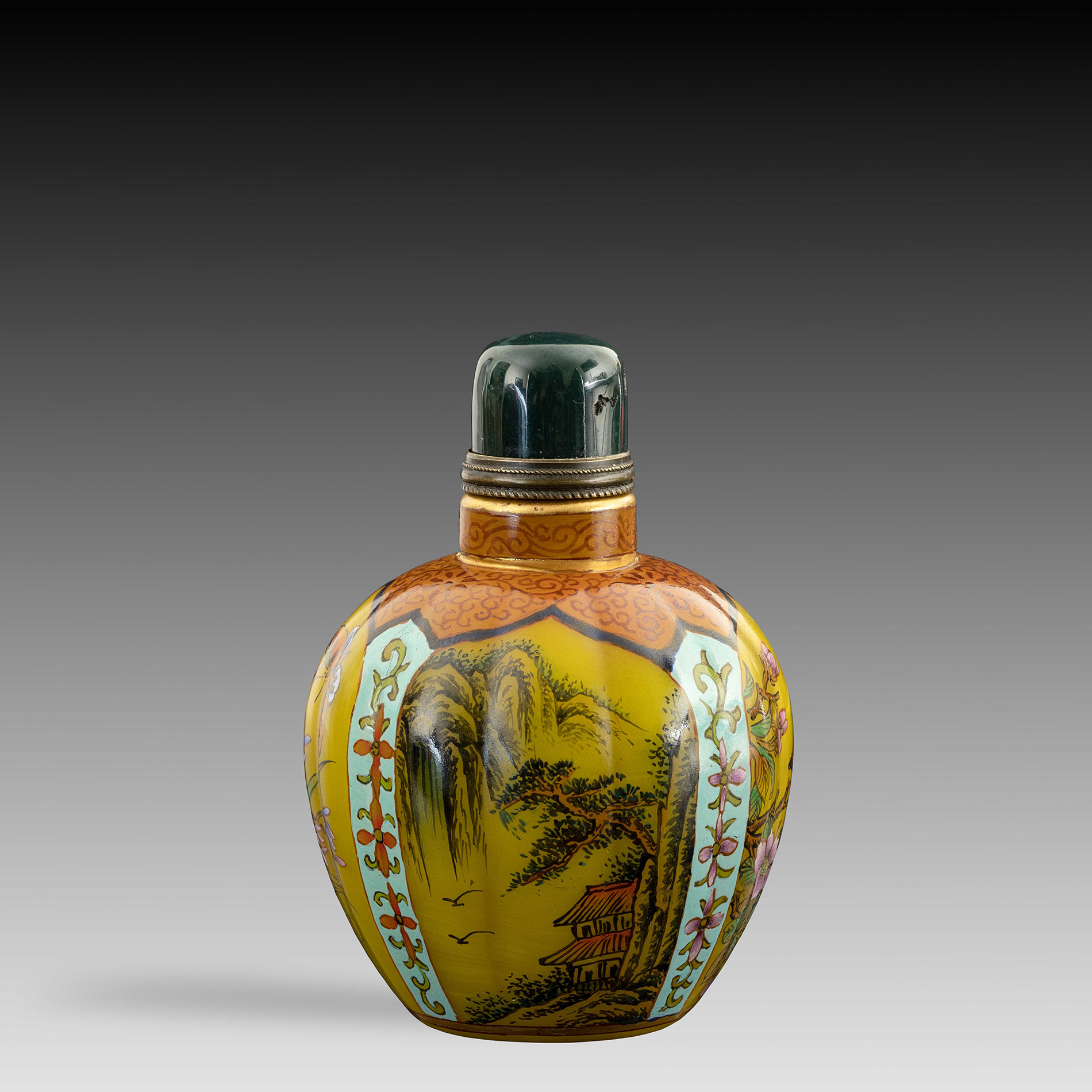 Chinese Glass Enamelled Four Scene Snuff Bottle