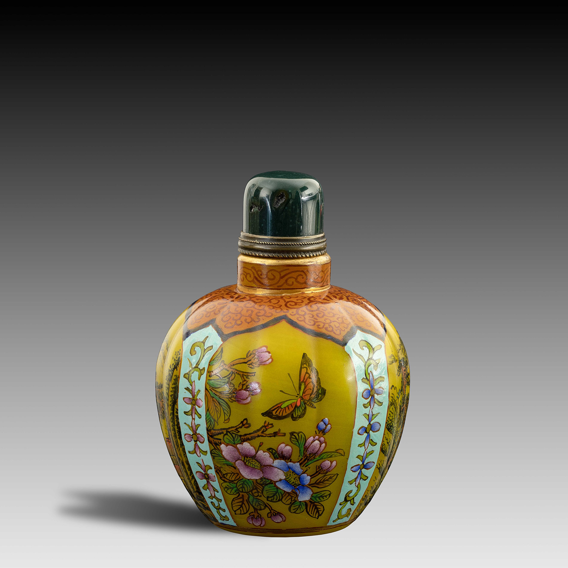 Chinese Glass Enamelled Four Scene Snuff Bottle