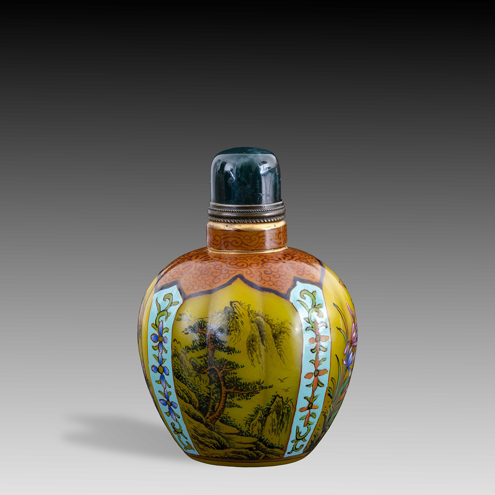 Chinese Glass Enamelled Four Scene Snuff Bottle