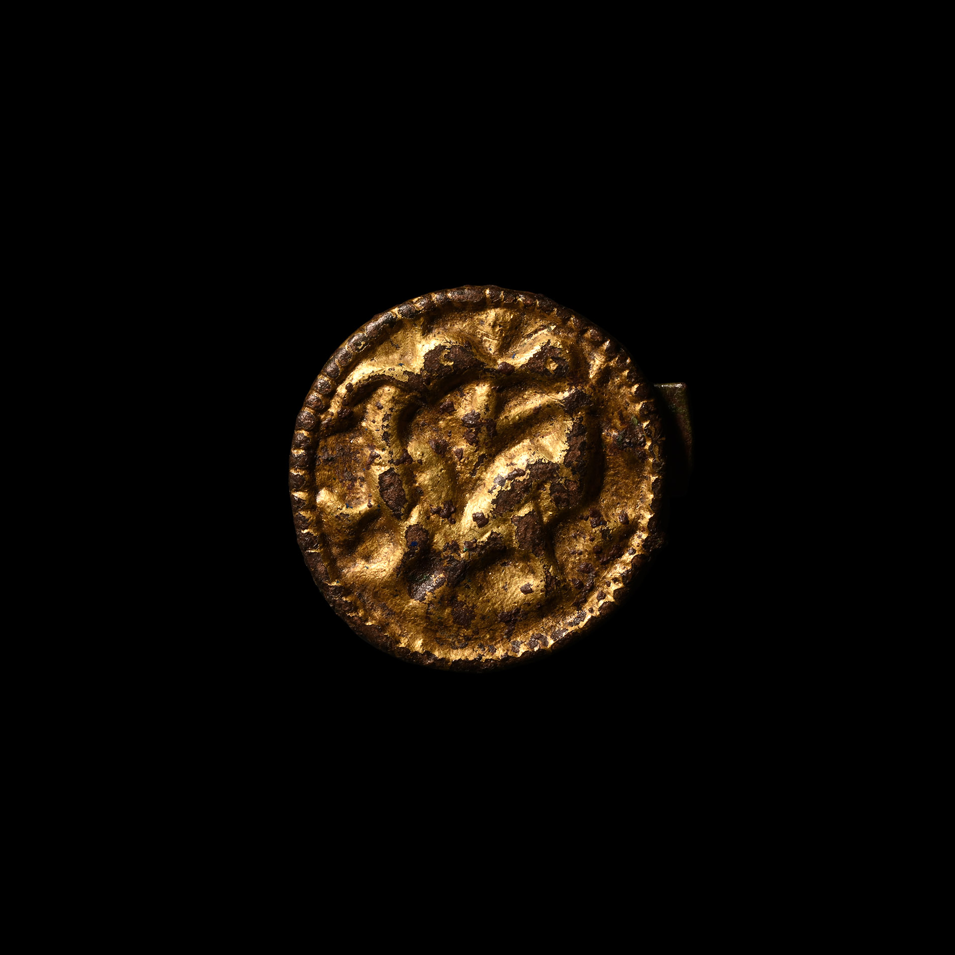 Viking Age Gilt Bronze Mount with Birds