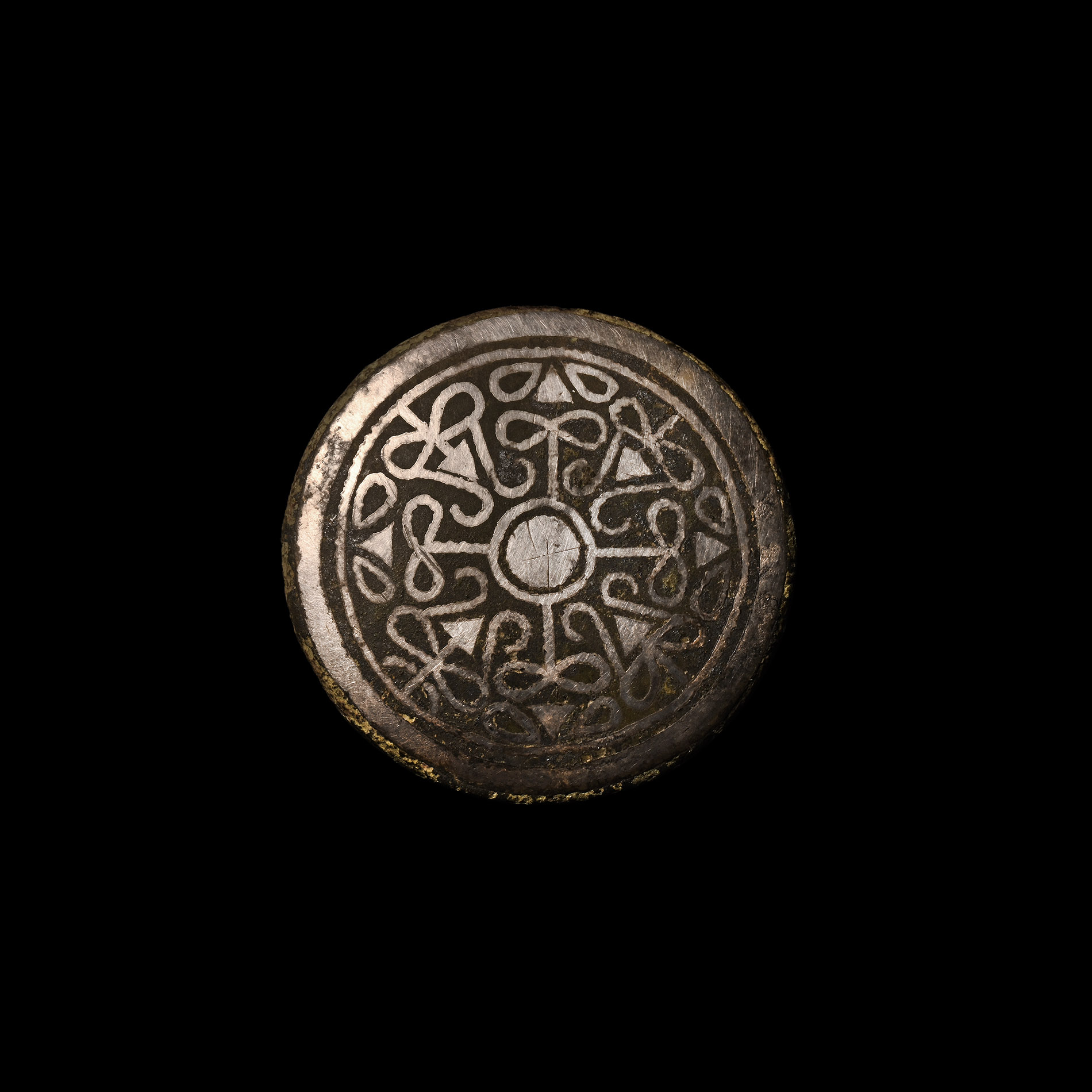 Viking Age Silver and Bronze Disc Mount
