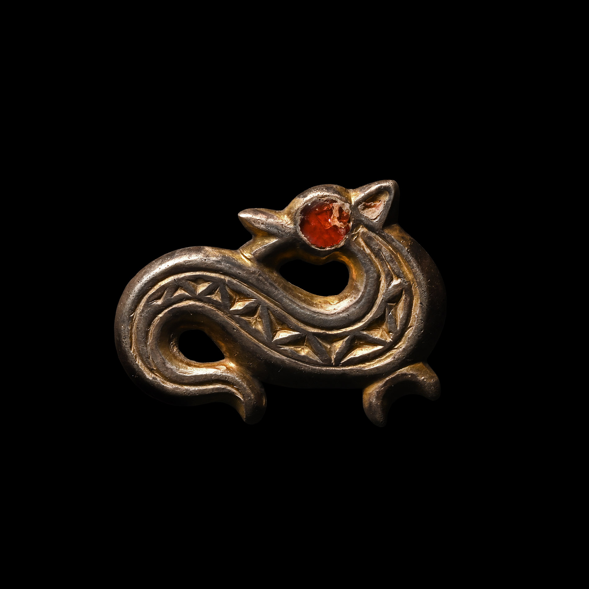 Frankish Silver-Gilt Hippocampus Brooch