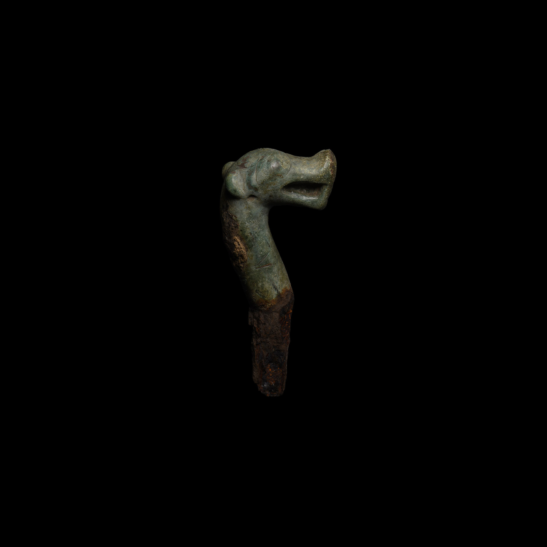 Viking Age Bronze Beast-Head Staff Terminal