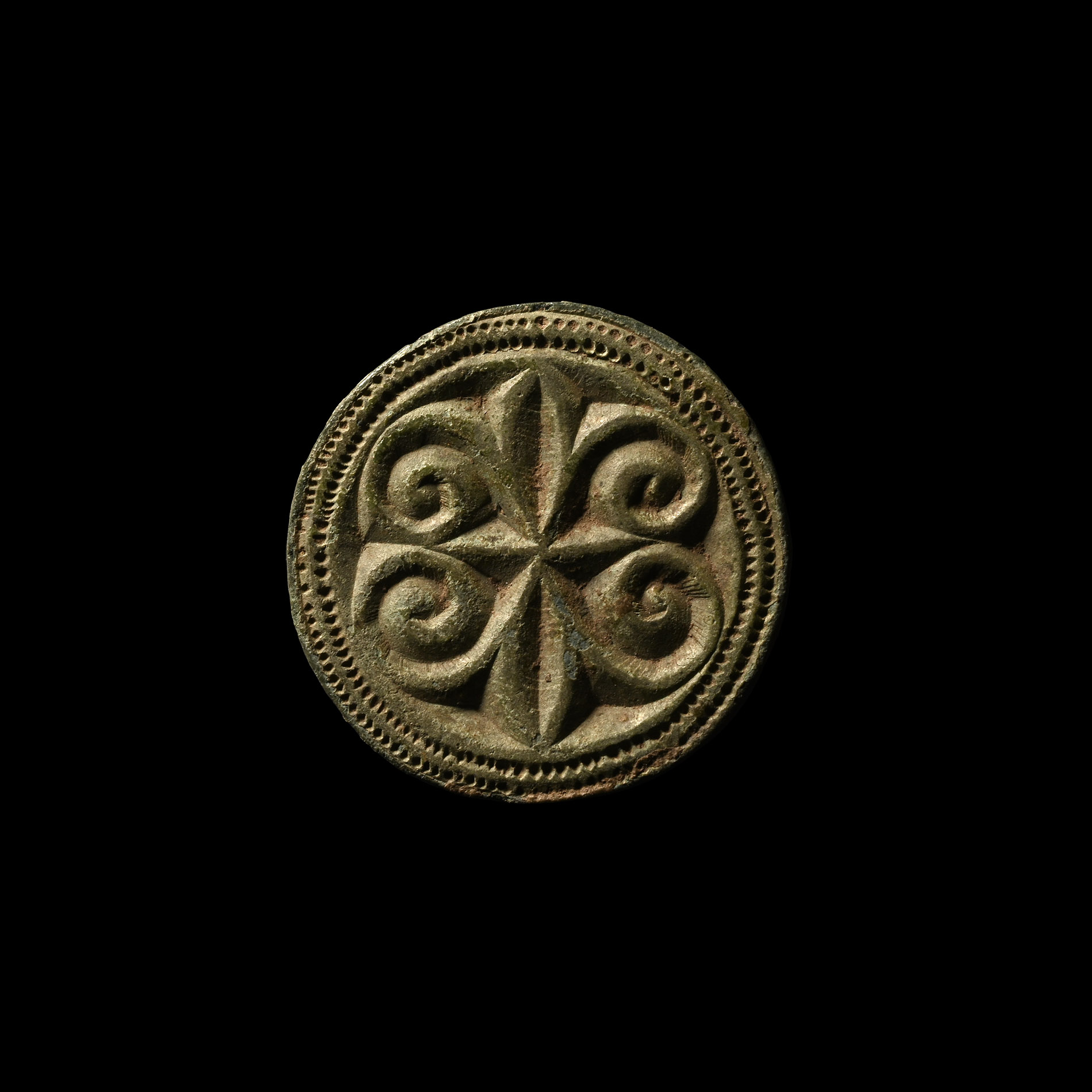 Viking Age Bronze Mount with Scrolls