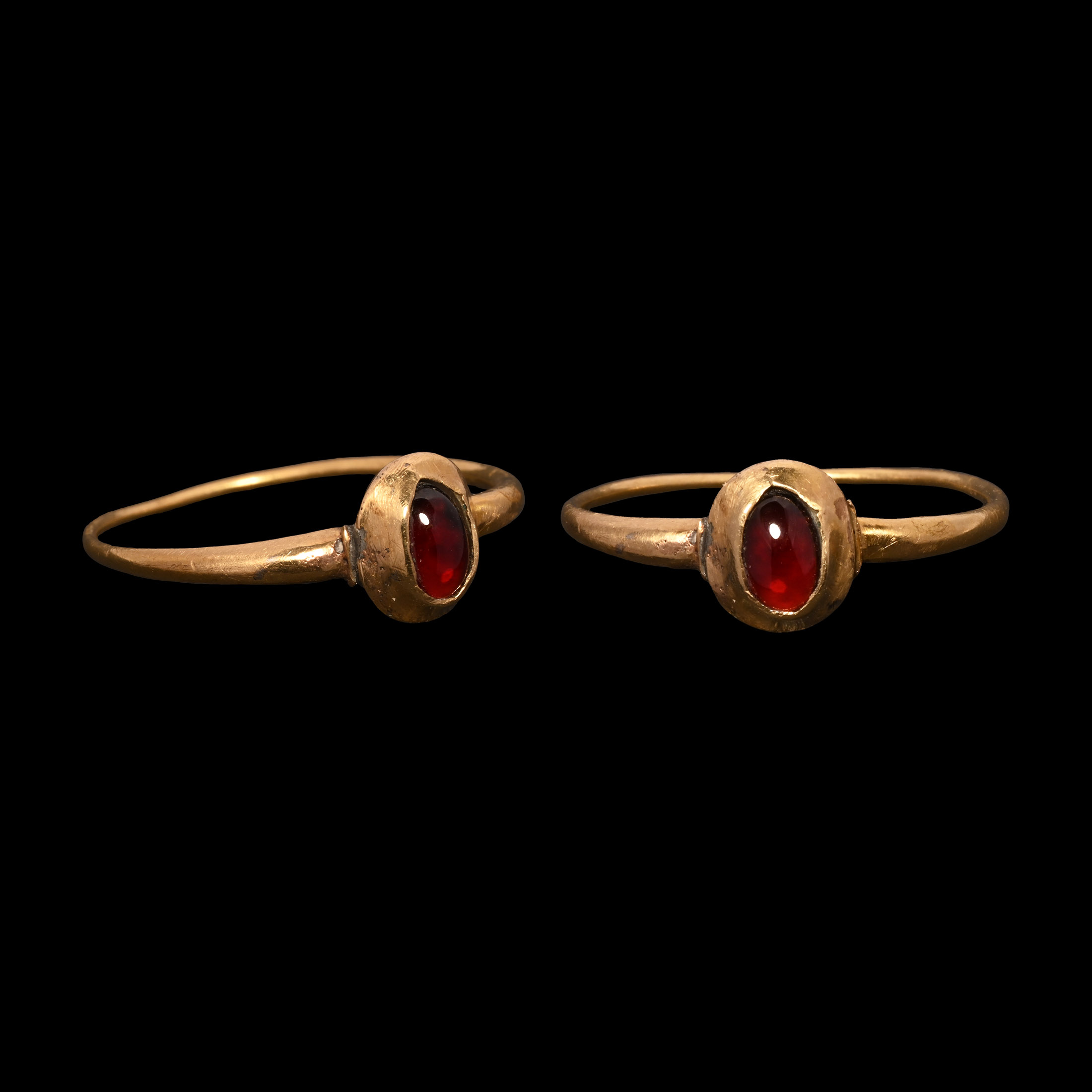'The Bossingham' Medieval Gold Ring with Cabochon Garnet