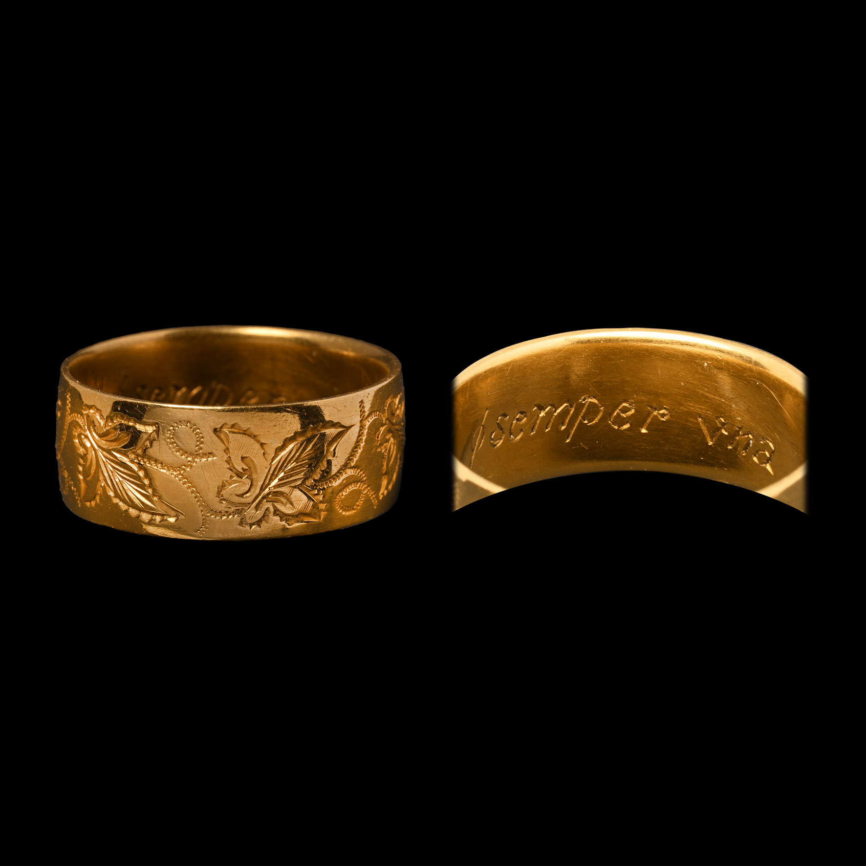 Post Medieval 'Semper Una' Gold Posy Ring