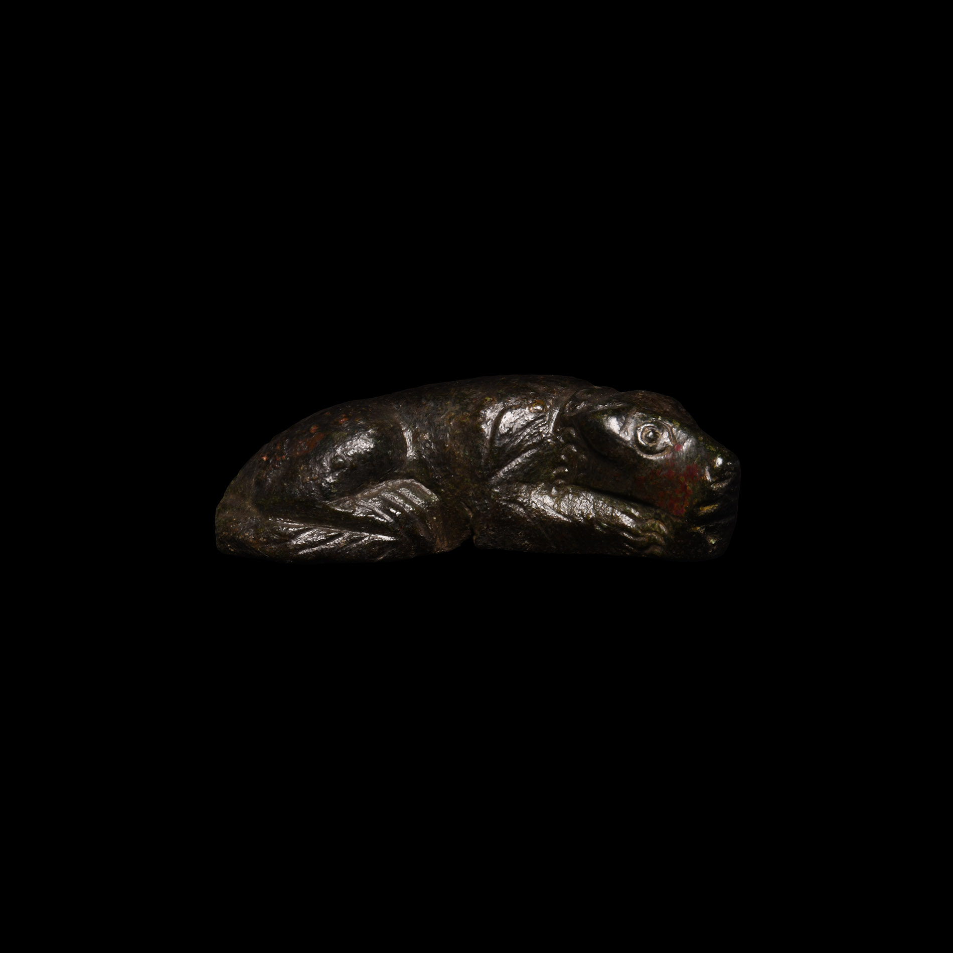 Roman Bronze Sleeping Dog Statuette