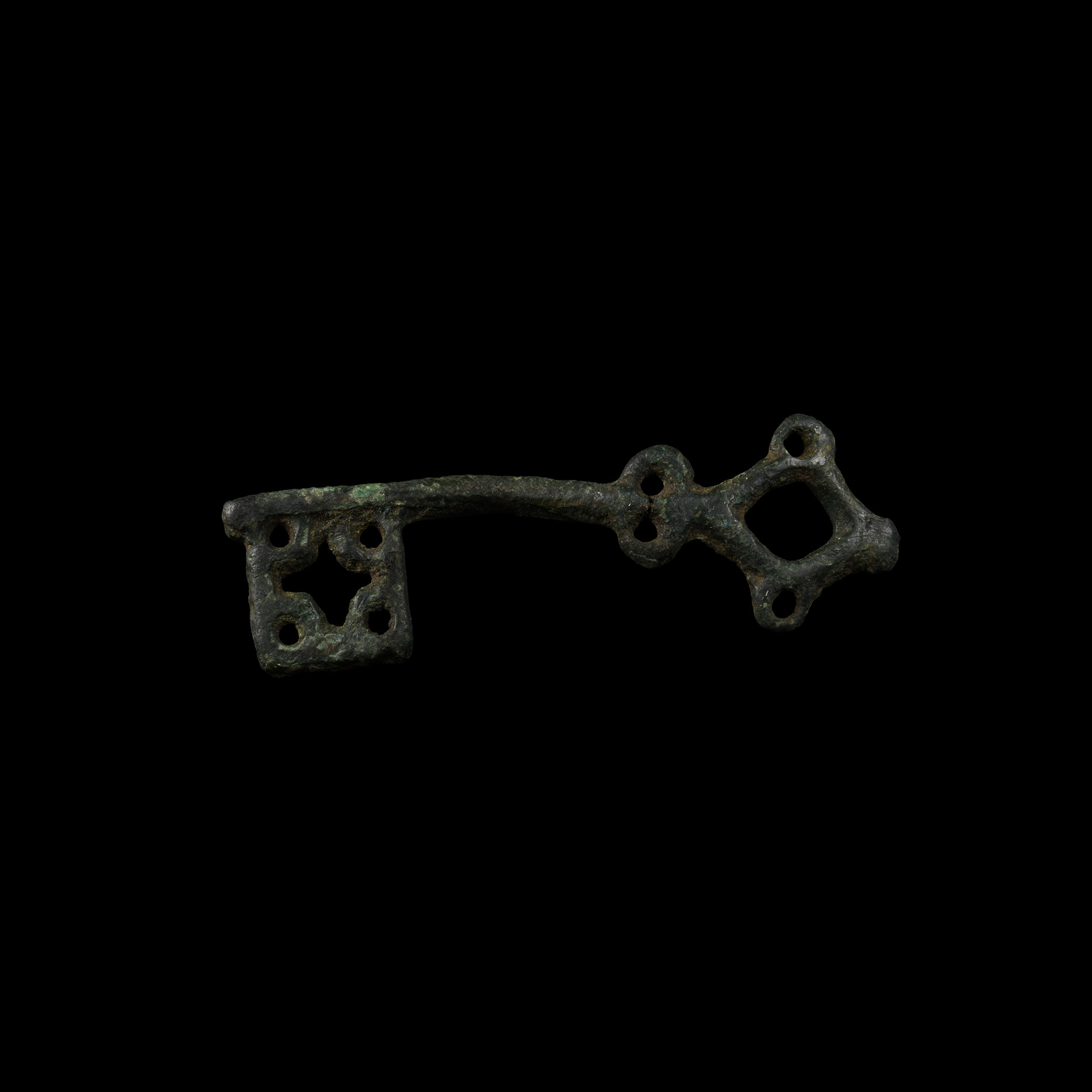 Viking Age Bronze Key with Quatrefoil-Shaped Handle
