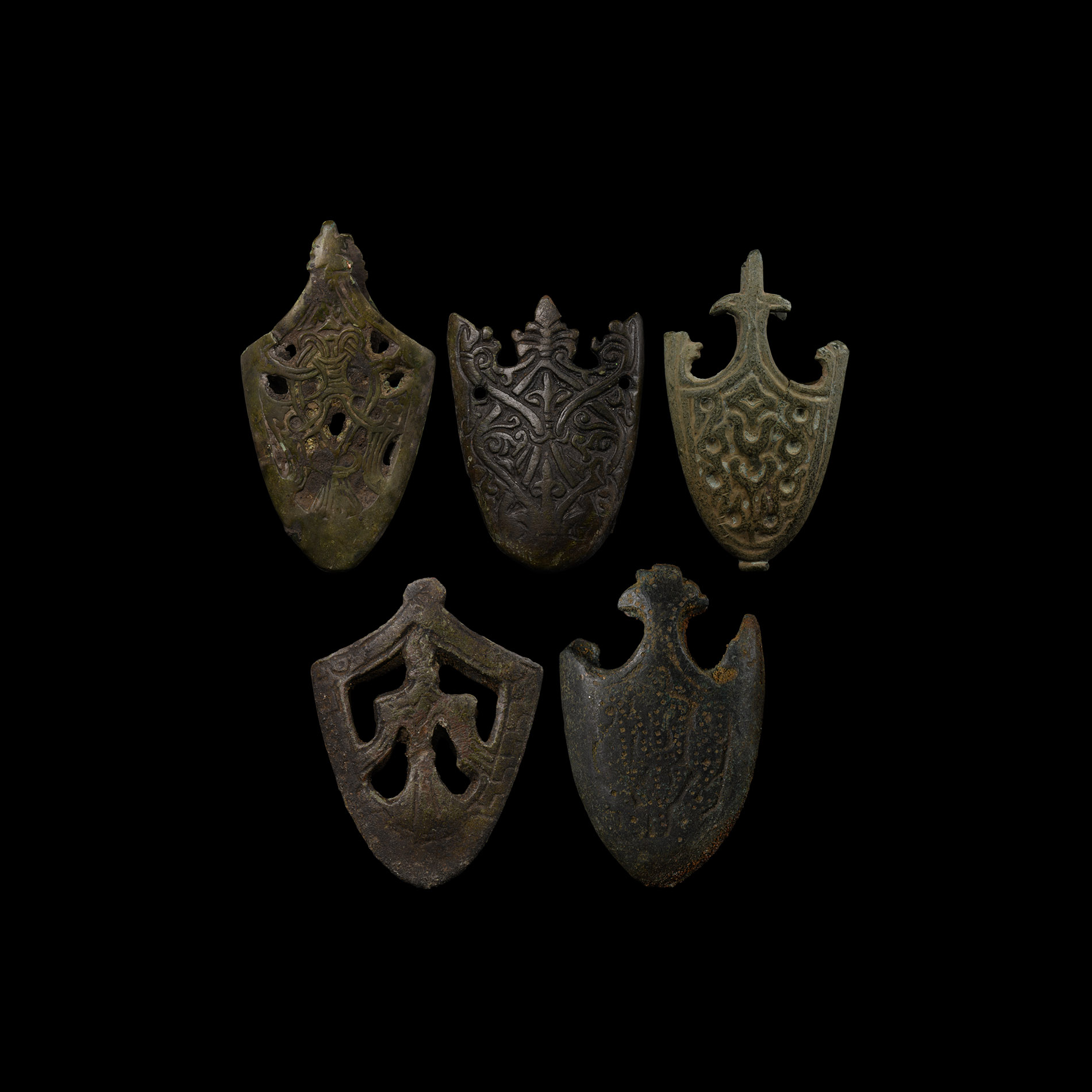 Viking Age Bronze Sword Scabbard Chape Collection