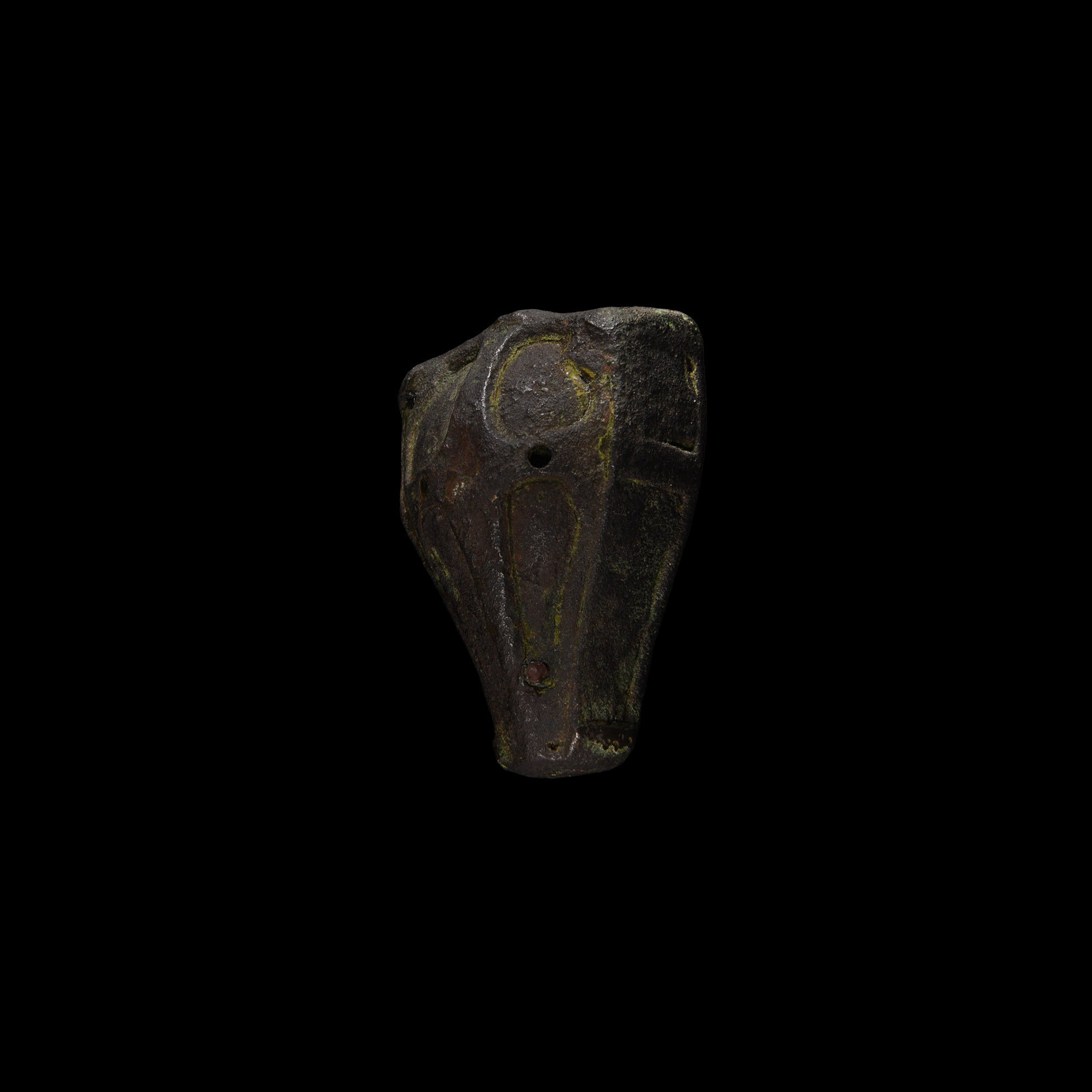 Viking Bronze Boar's Head Brooch with Cross