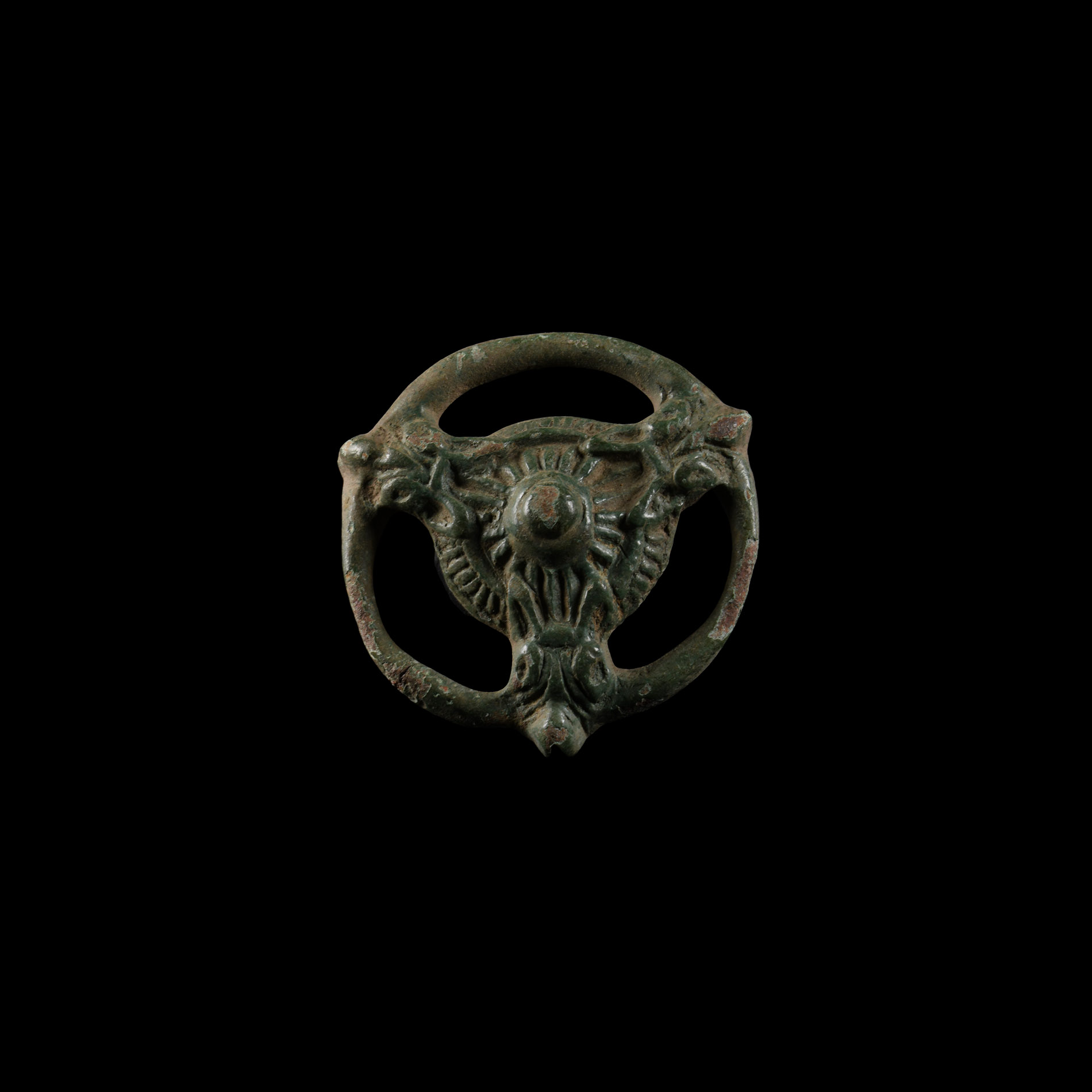 Viking Age Bronze Belt Strap Distributor with Beast-Heads