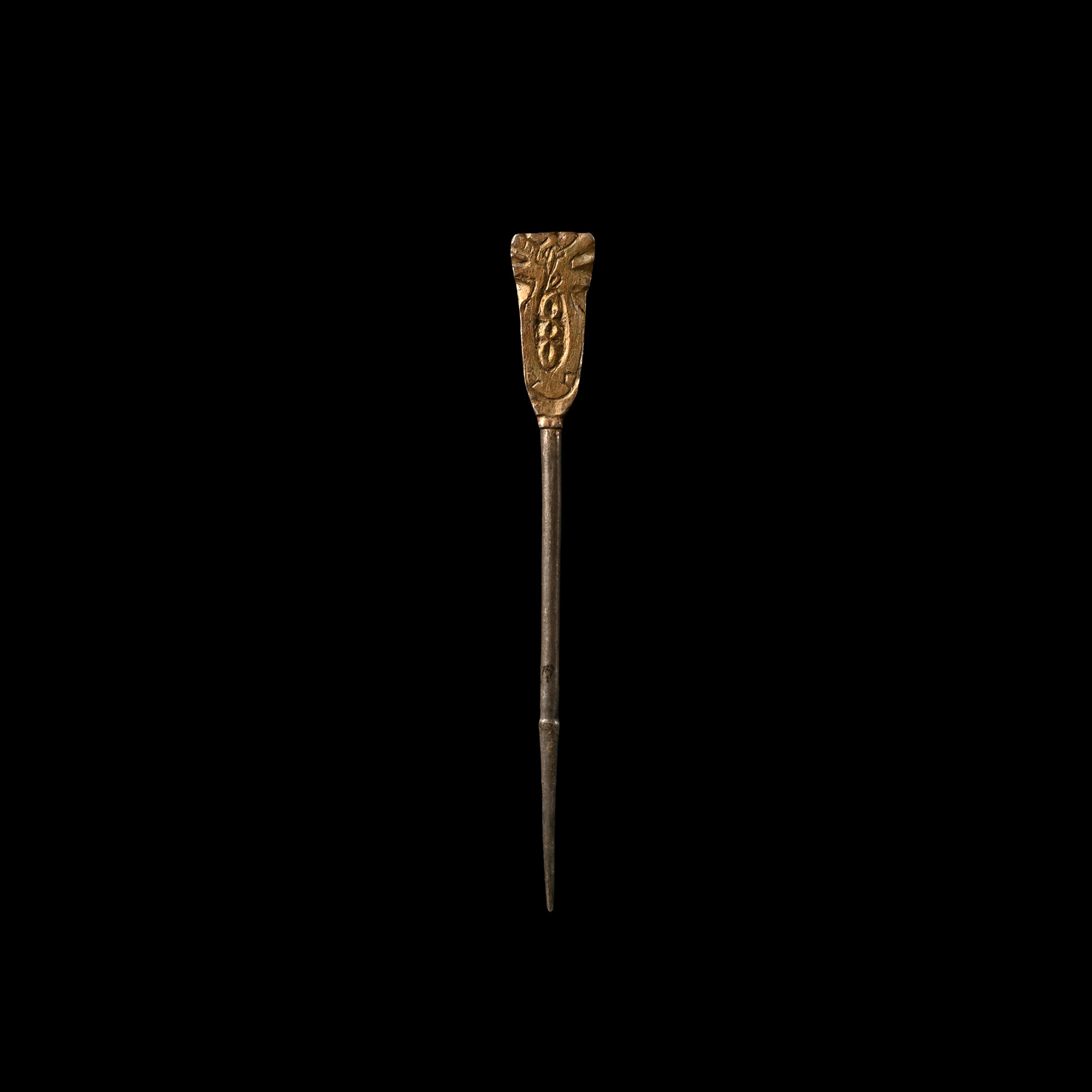 Saxon Silver-Gilt Pin with Beast Heads
