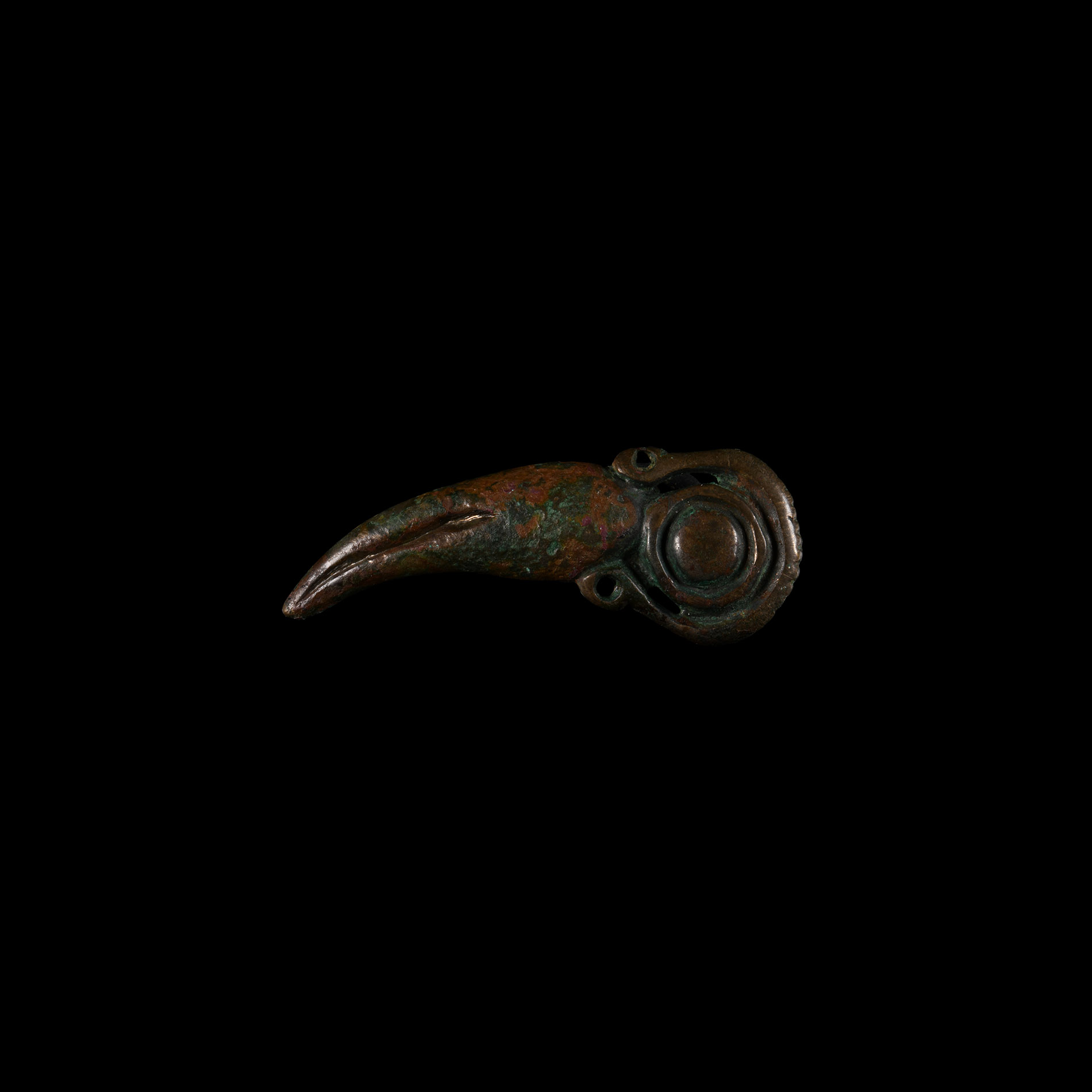 Viking Age Bronze Raven's Beak Pendant