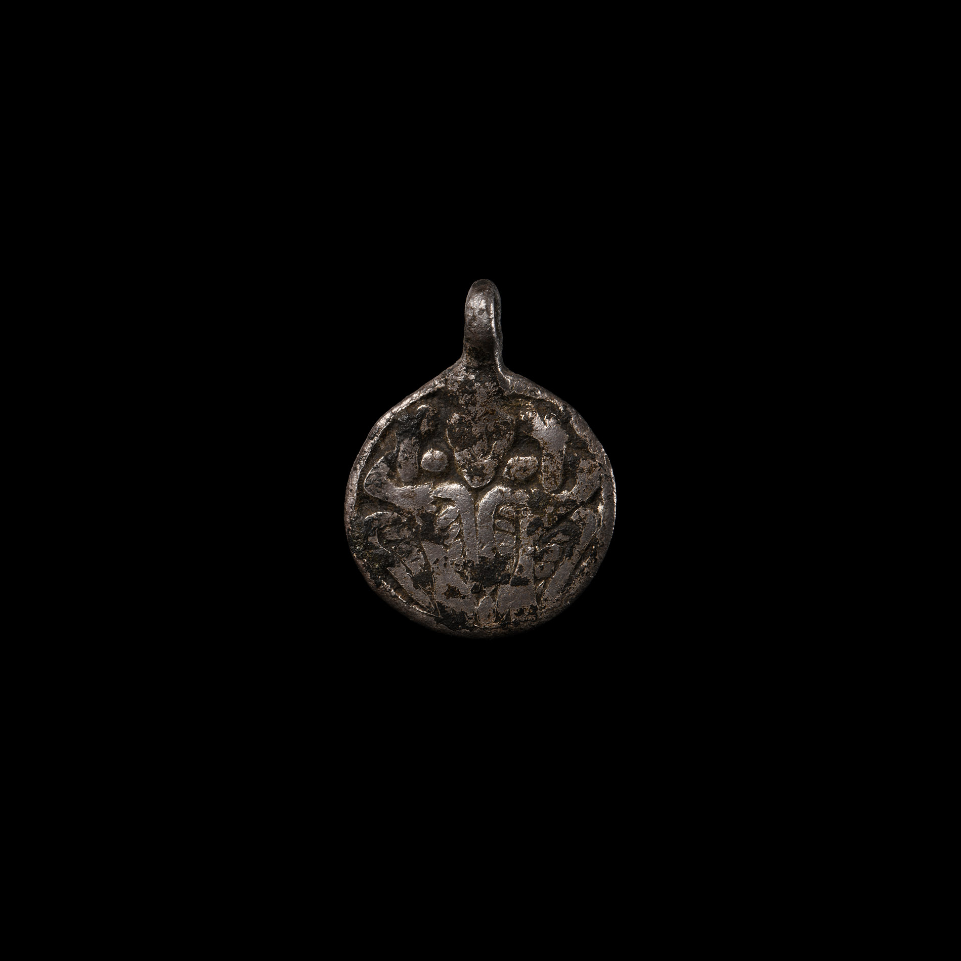Viking Silver Mask and Ravens Pendant
