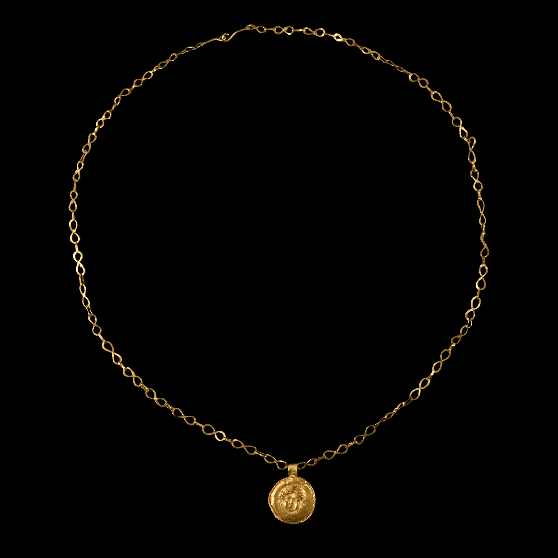 Gold Roman Style Medusa Pendant Necklace