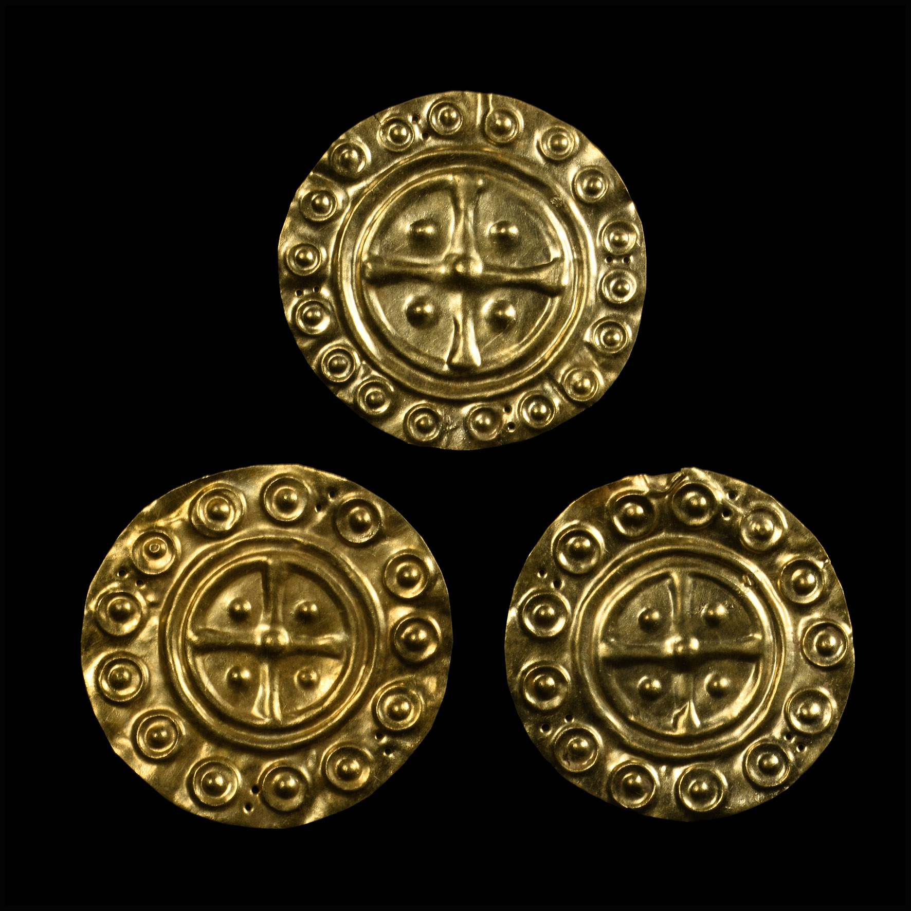 Gold Repoussé Decorated Discs