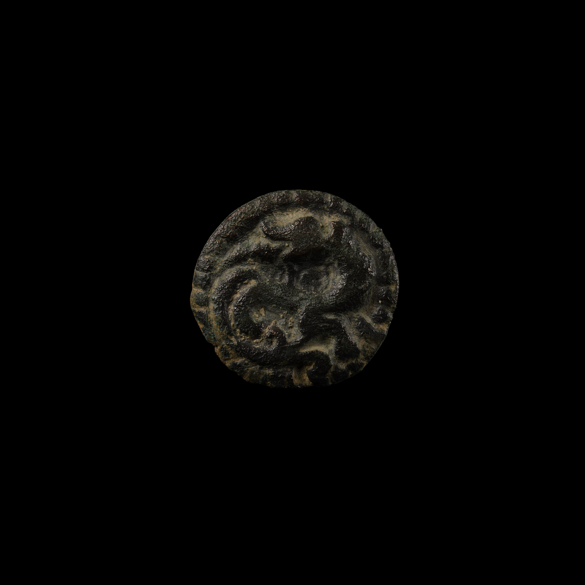 Viking Age Bronze Disc Brooch with Beast Facing Back