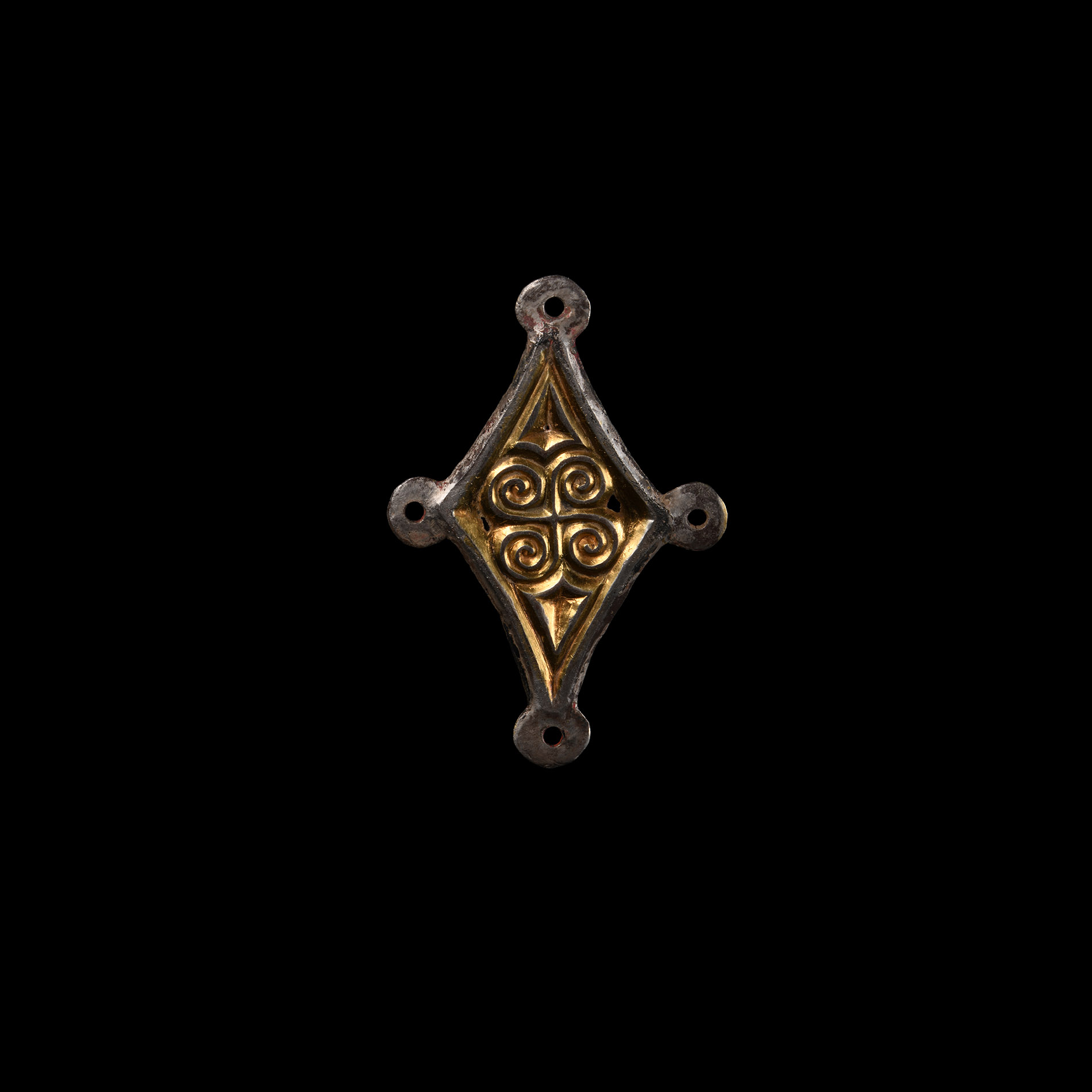 Alamannic Silver-Gilt Lozenge-Shaped Mount