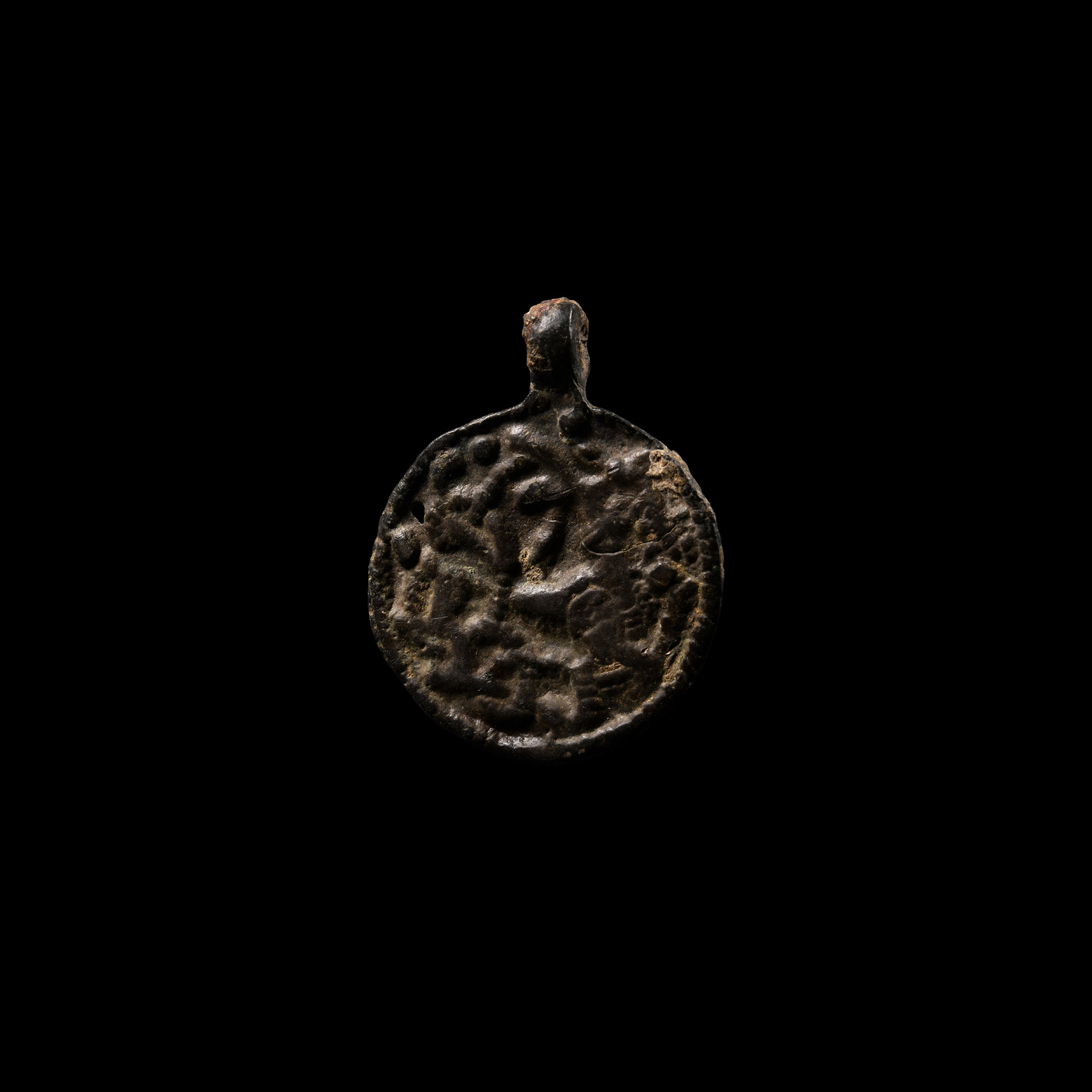 Large Viking Age Bronze Regardant Beast Pendant