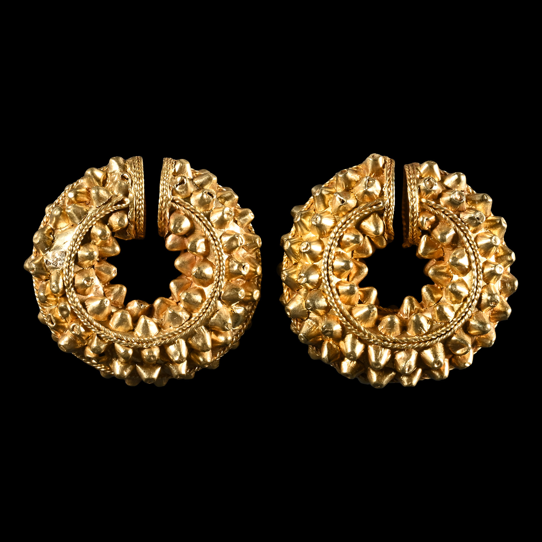 Etruscan Gold Leech Earring Pair