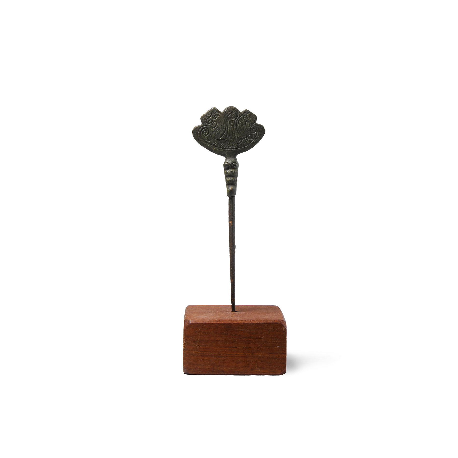 Viking Age Iron Pin with Bronze Horse Head Finial