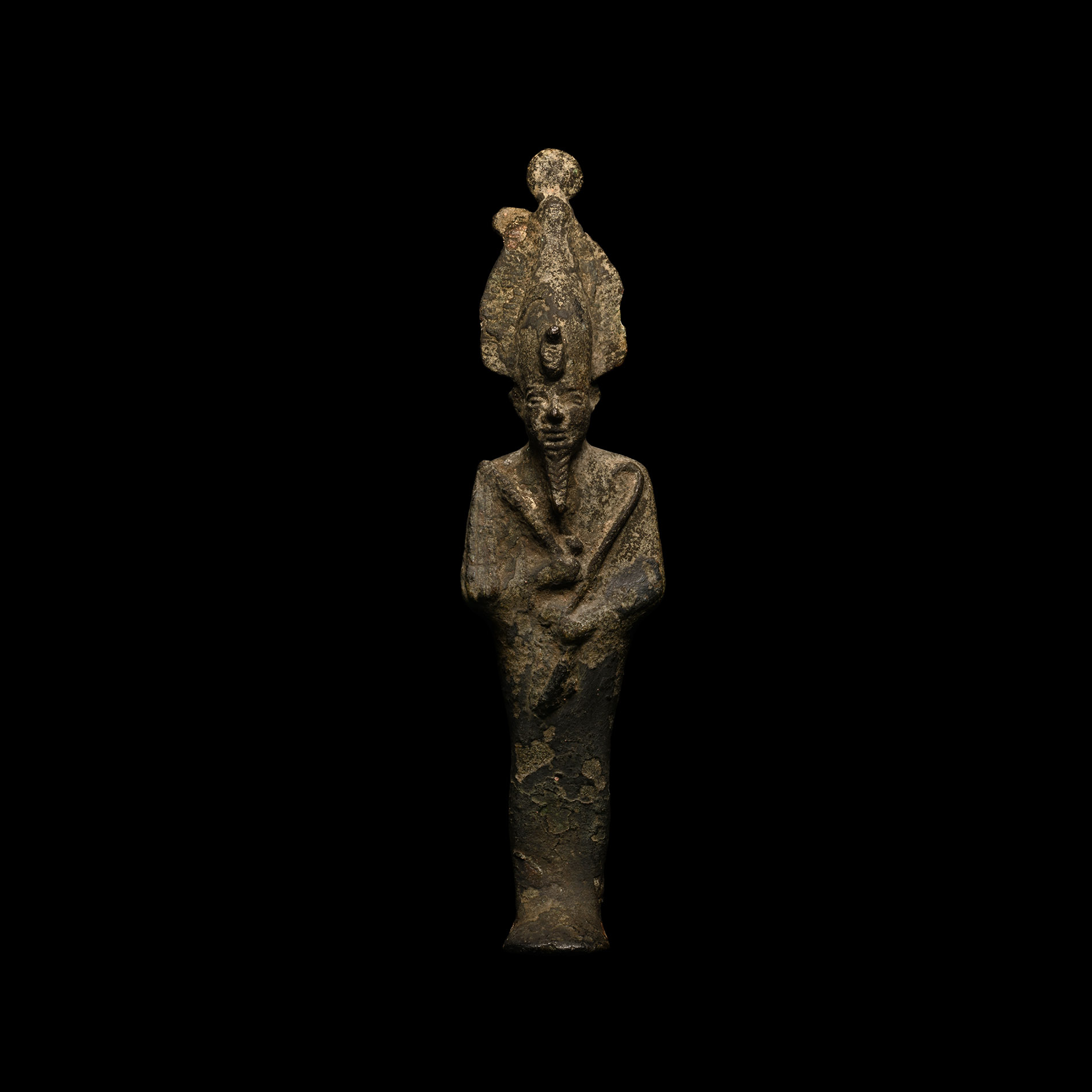 Egyptian Bronze Mummiform Osiris Statuette