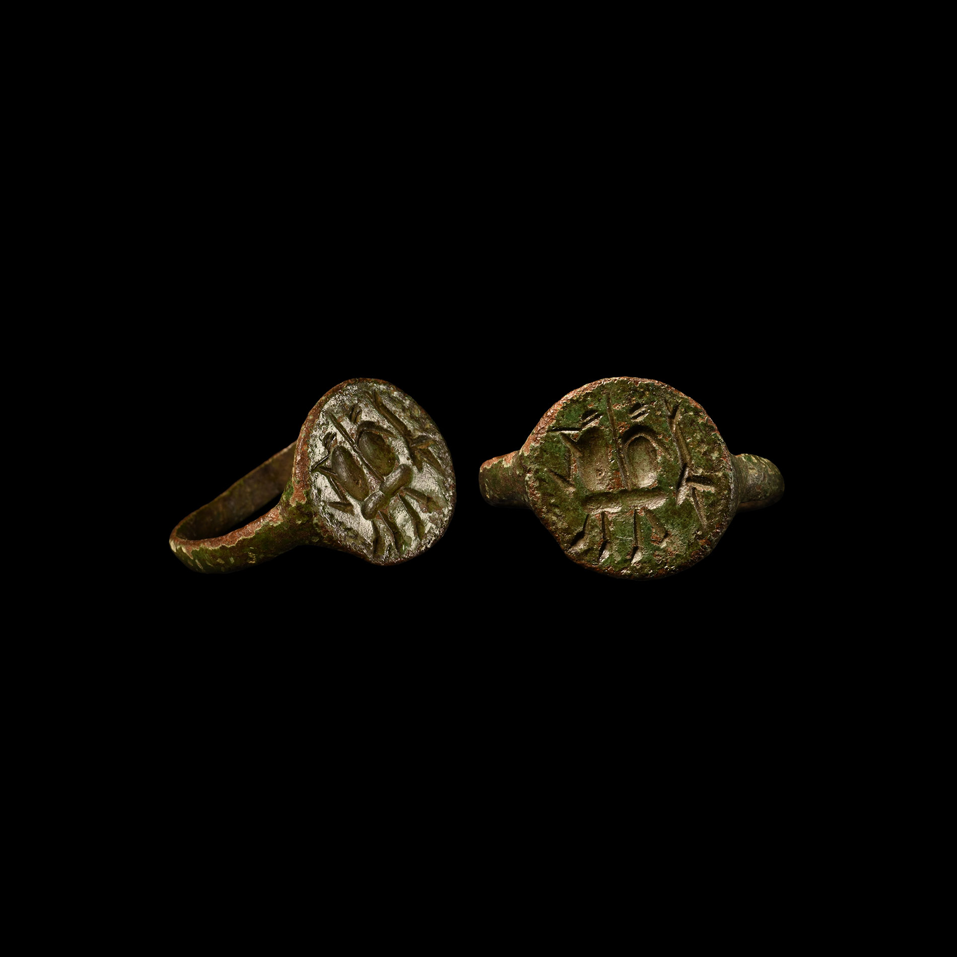 Viking Age Bronze Ring with Warriors with Shields and Spears