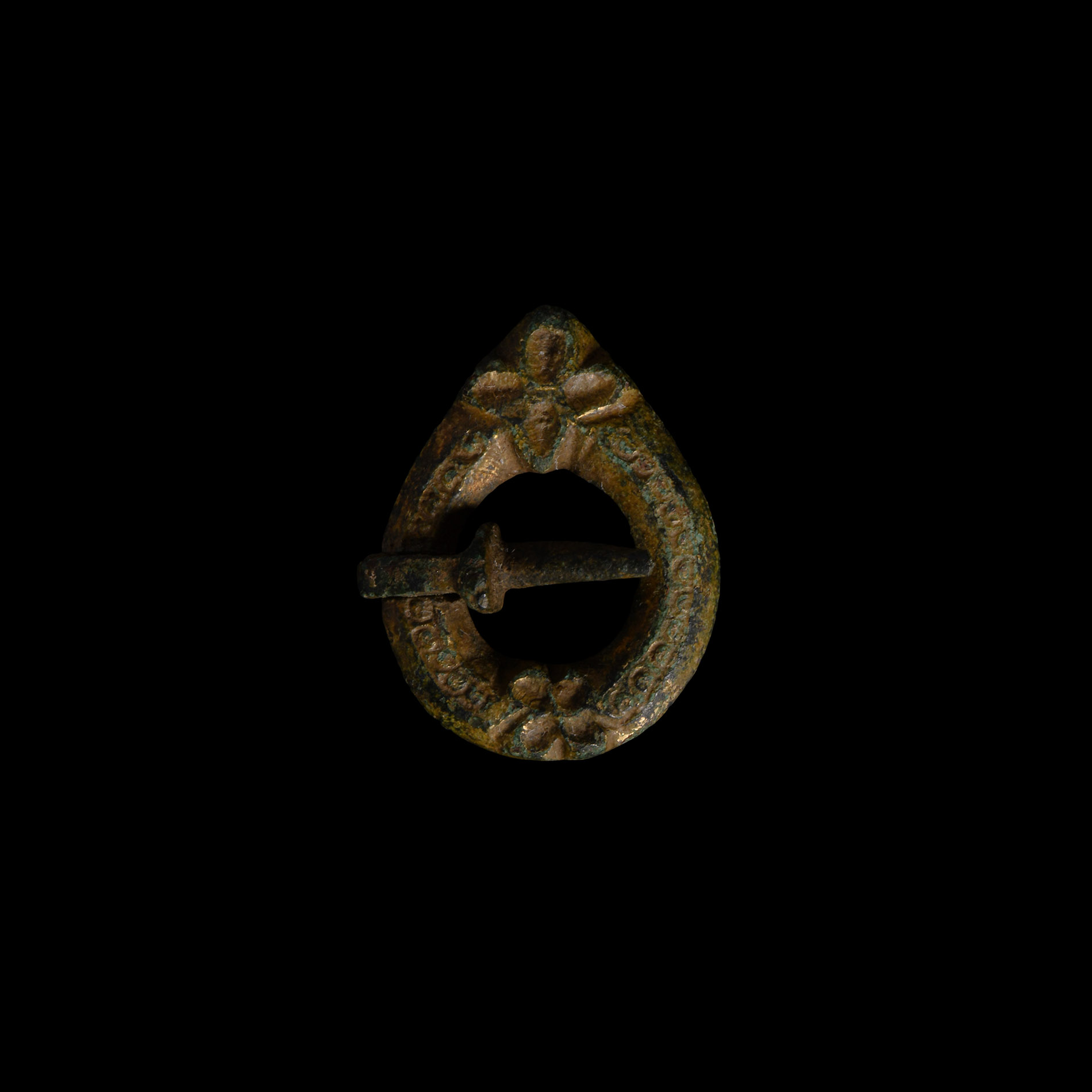 Medieval Gilt Bronze Ring Brooch