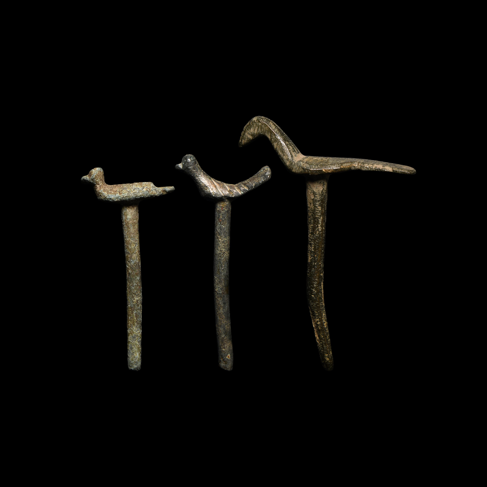 Roman Bronze Bird Pin Group