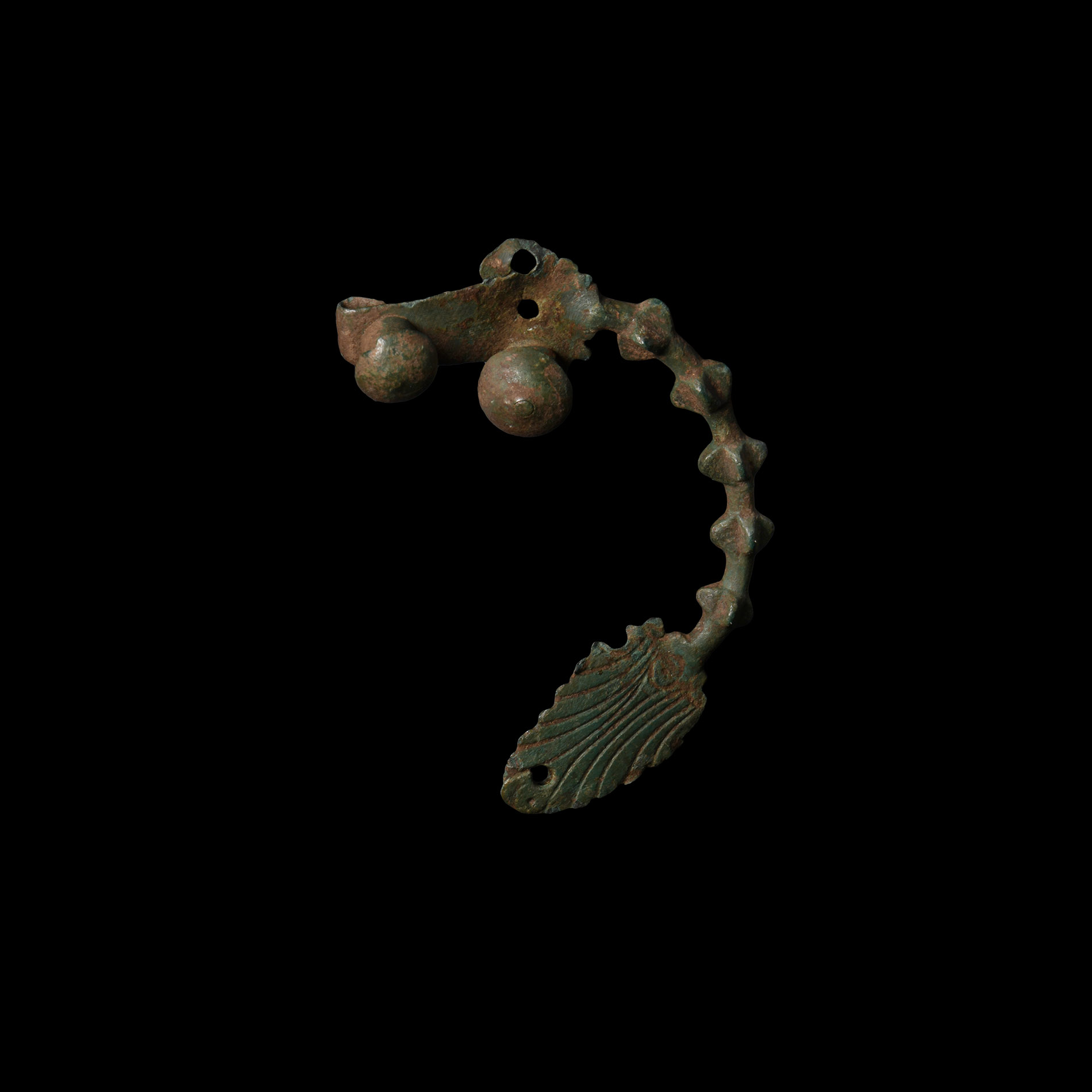 Greek Bronze Crescent Brooch