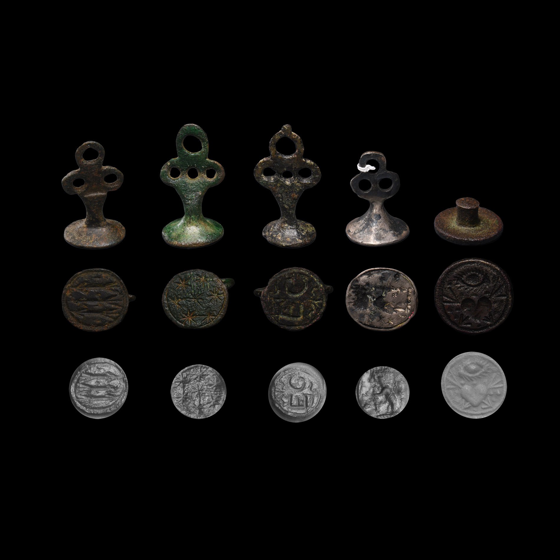 Post Medieval Bronze Seal Matrix Group