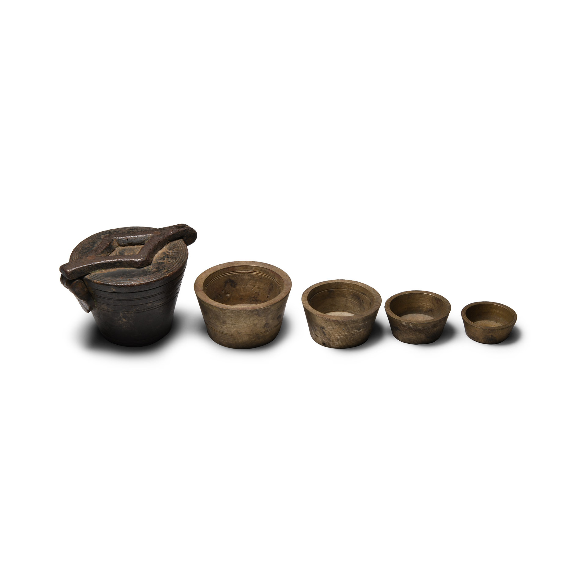Post Medieval Nest of Bronze Cup Weights