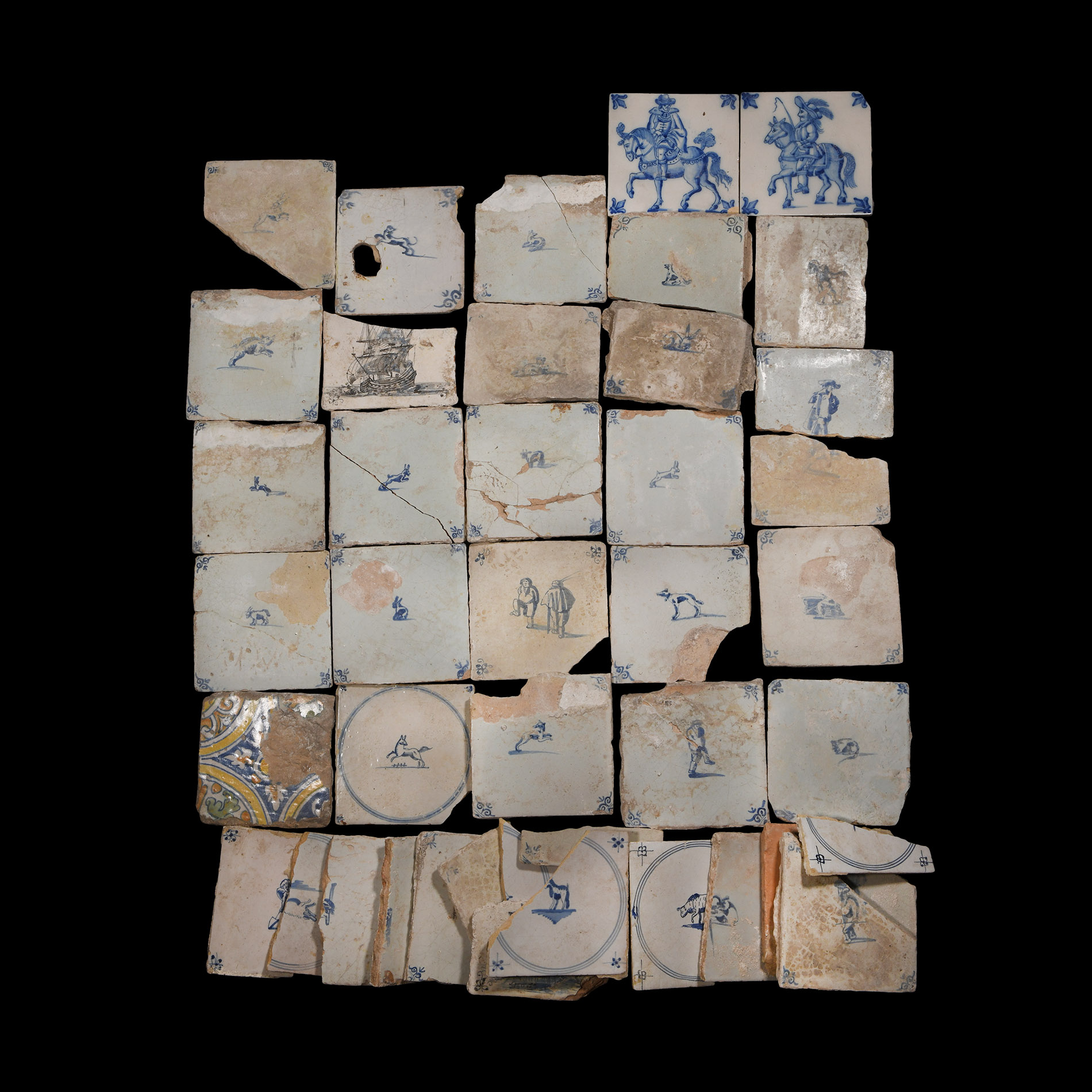 Post Medieval Dutch Glazed Ceramic Tile Group