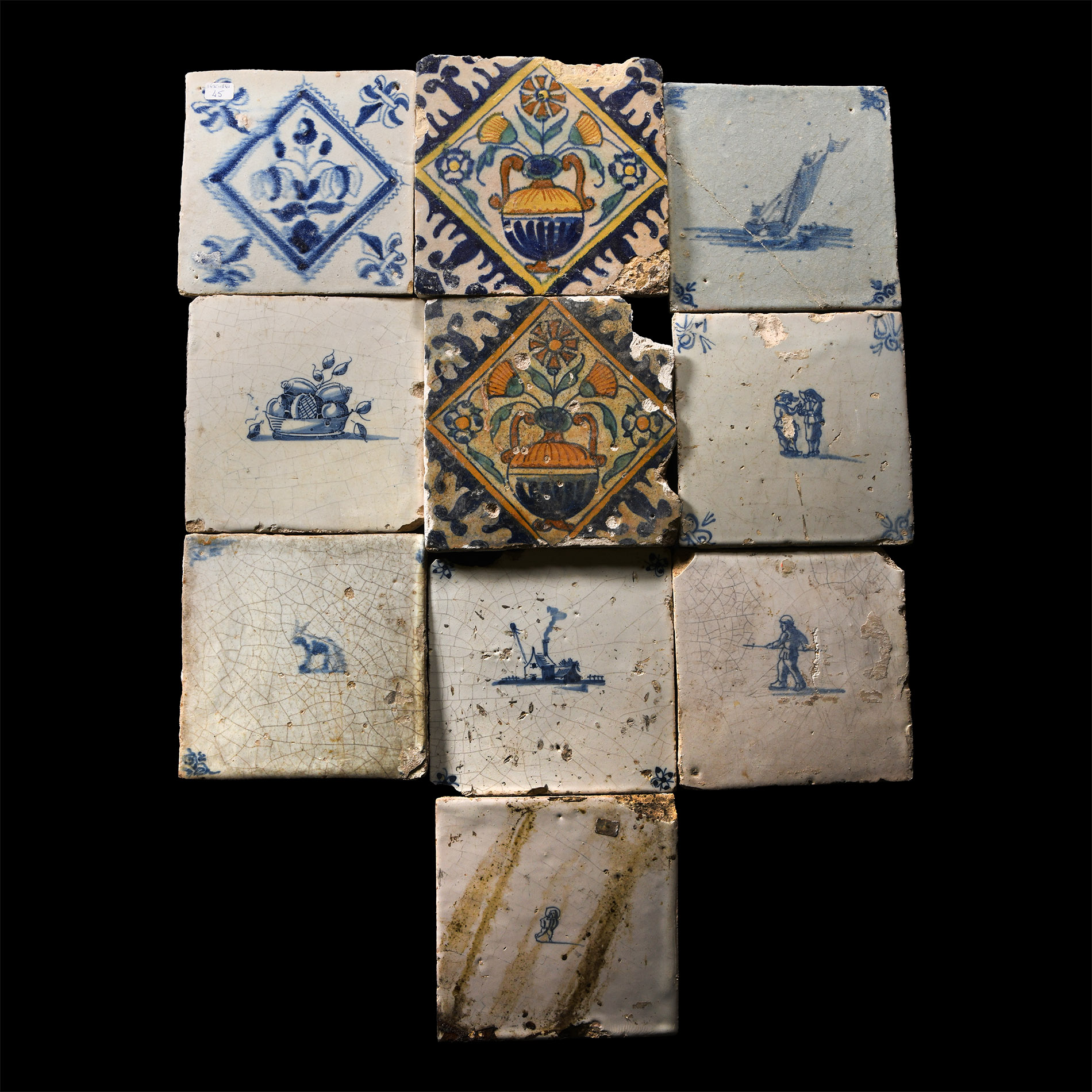 Post Medieval Dutch Glazed Ceramic Tile Group