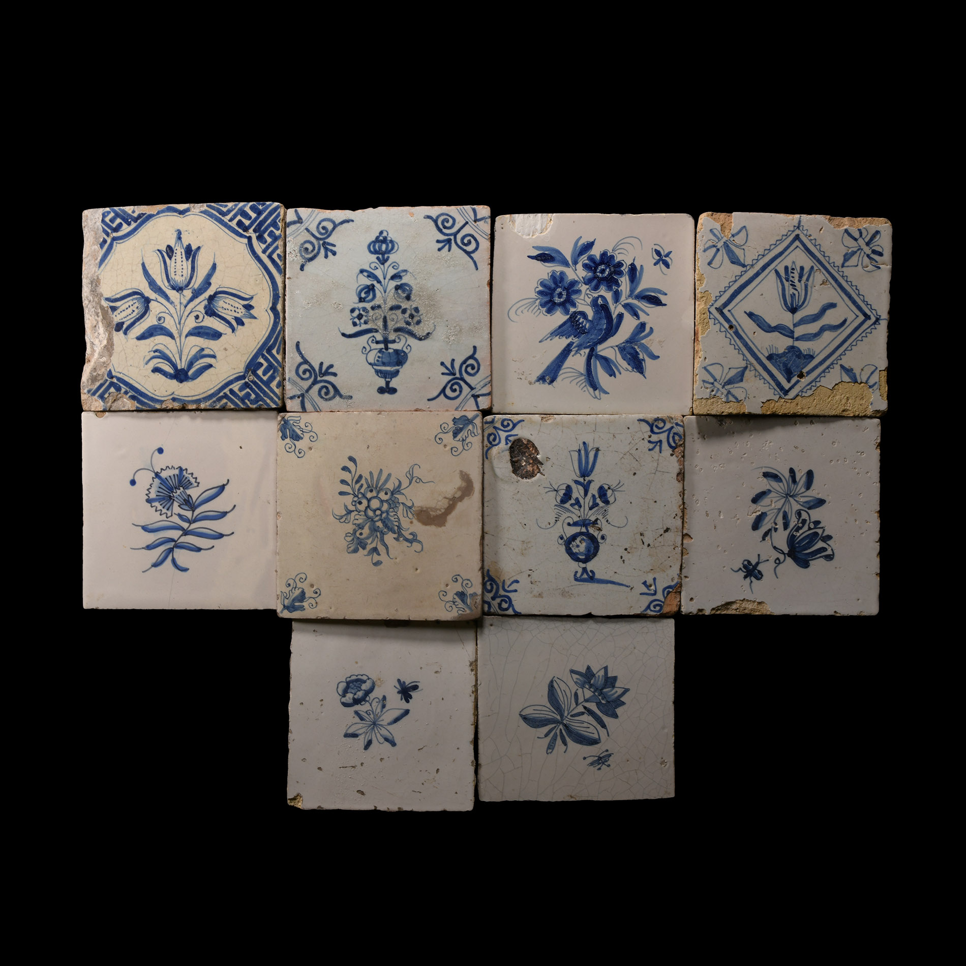Post Medieval Dutch Glazed Ceramic Tile Group