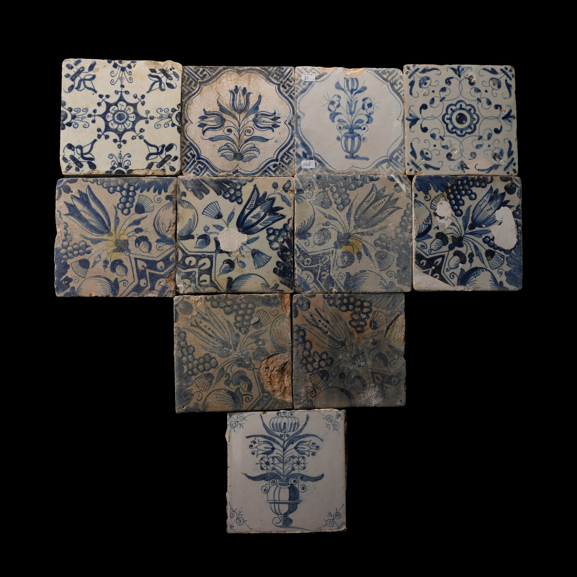 Post Medieval Dutch Glazed Ceramic Tile Group