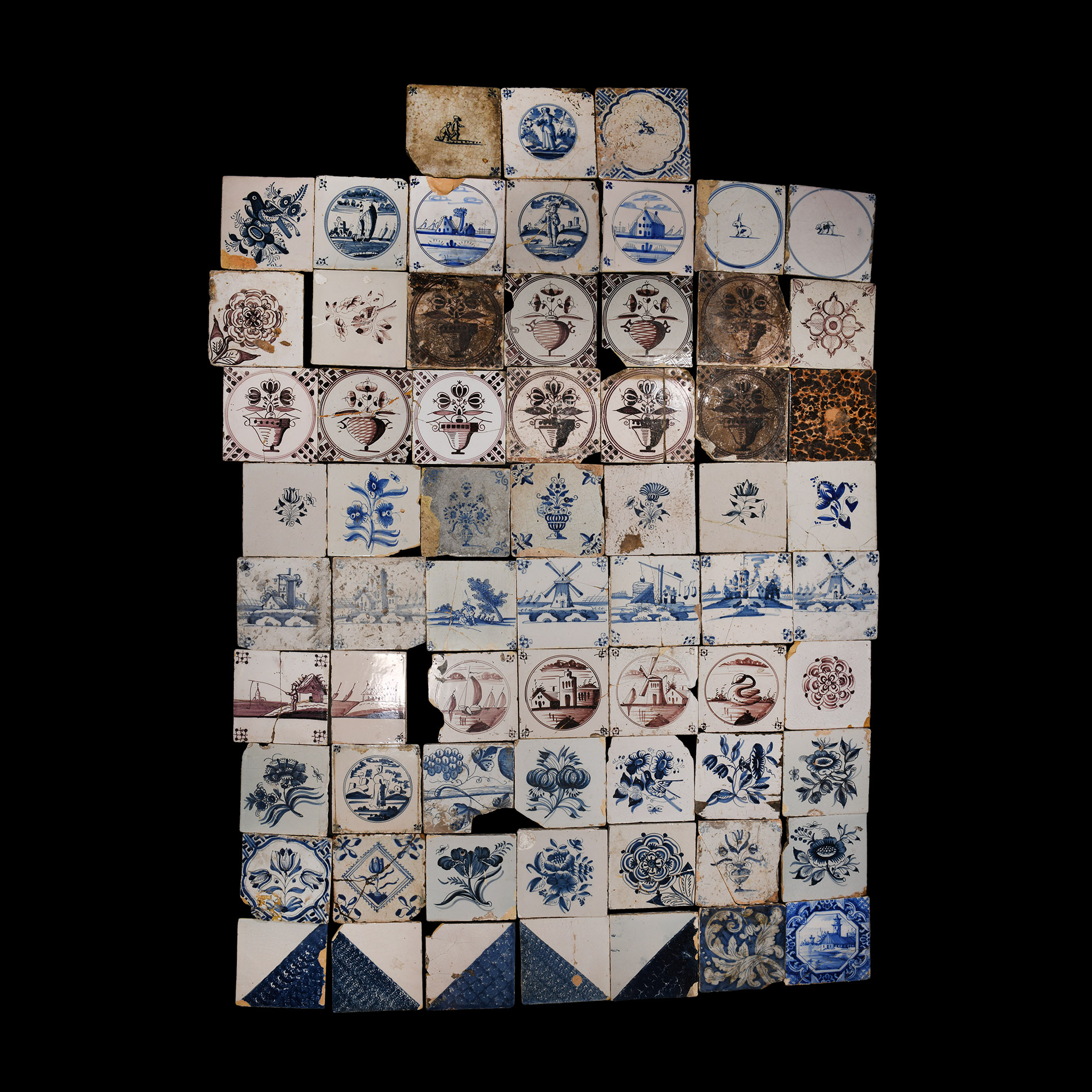 Post Medieval Dutch Glazed Ceramic Tile Group