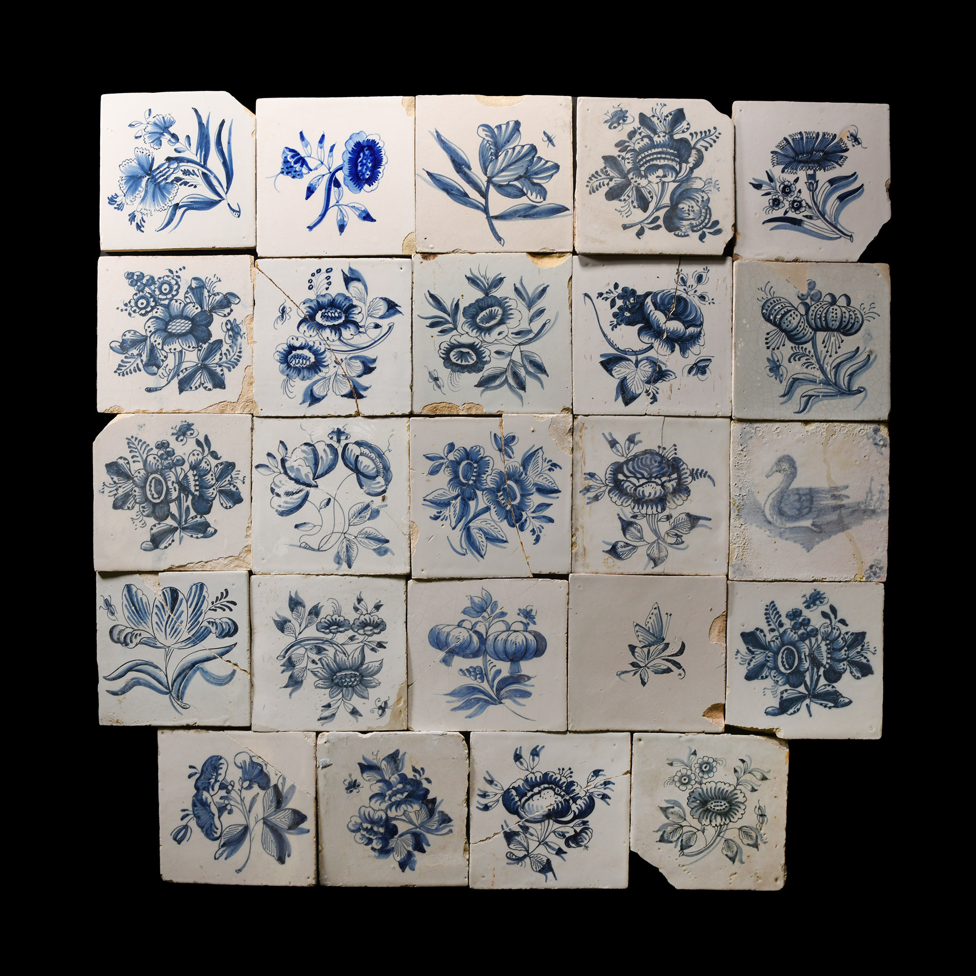 Post Medieval Dutch Glazed Ceramic Tile Group